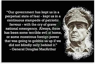 General Douglas MacArthur Portrait Quotes Poster (2) Canvas for Bedroom Living Room Decor 12x08inch(30x20cm) Unframe-style