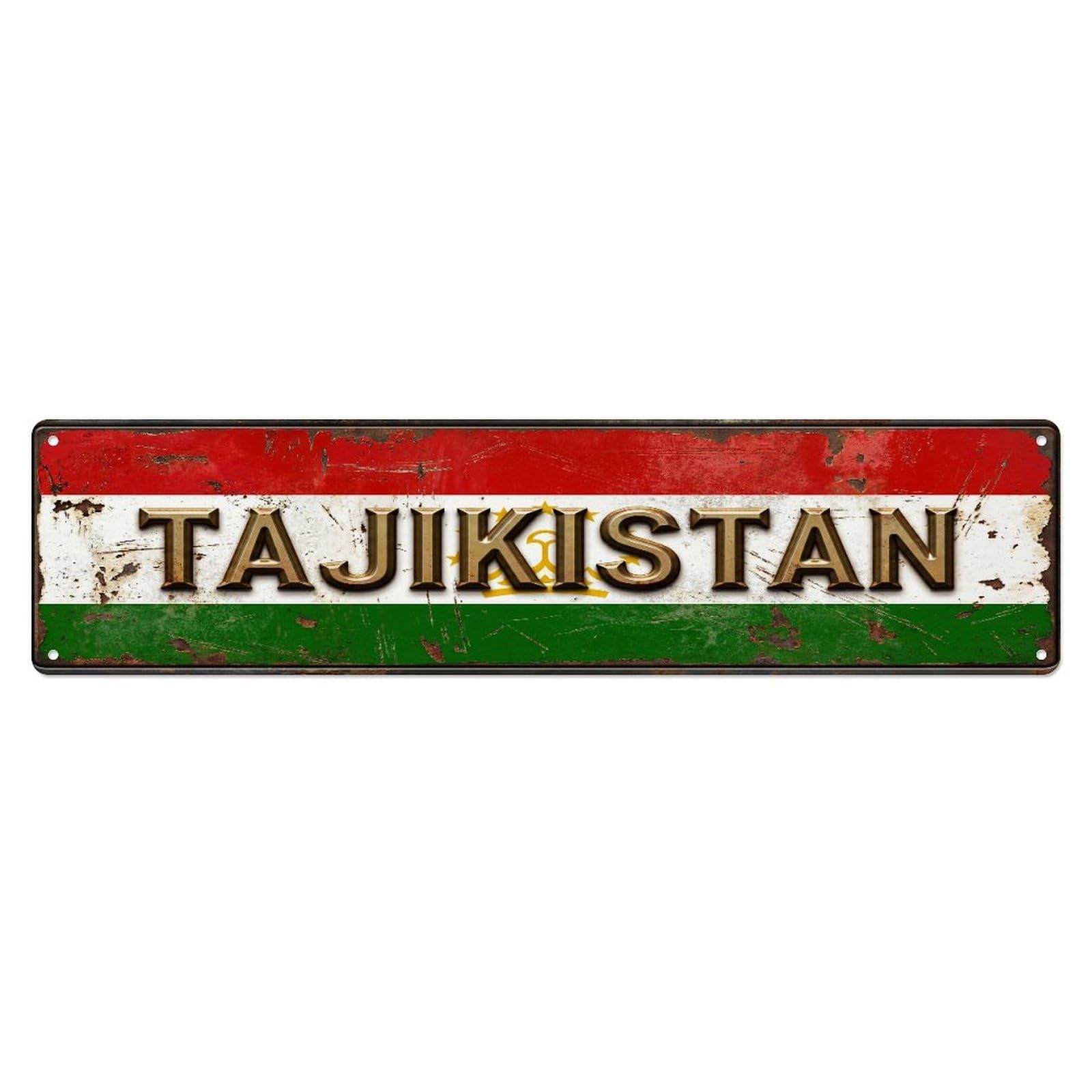 Xanthor Style Metal Tin Sign Vintage Tajikistan Flag Pattern