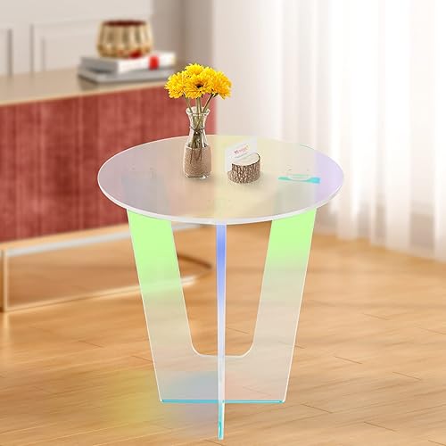 Miniatura 4 de Mesa auxiliar de acrílico mesa auxiliar iridiscente 177 pulgadas de diámetro x 203 pulgadas de alto mesa auxiliar iridiscente mesita de noche