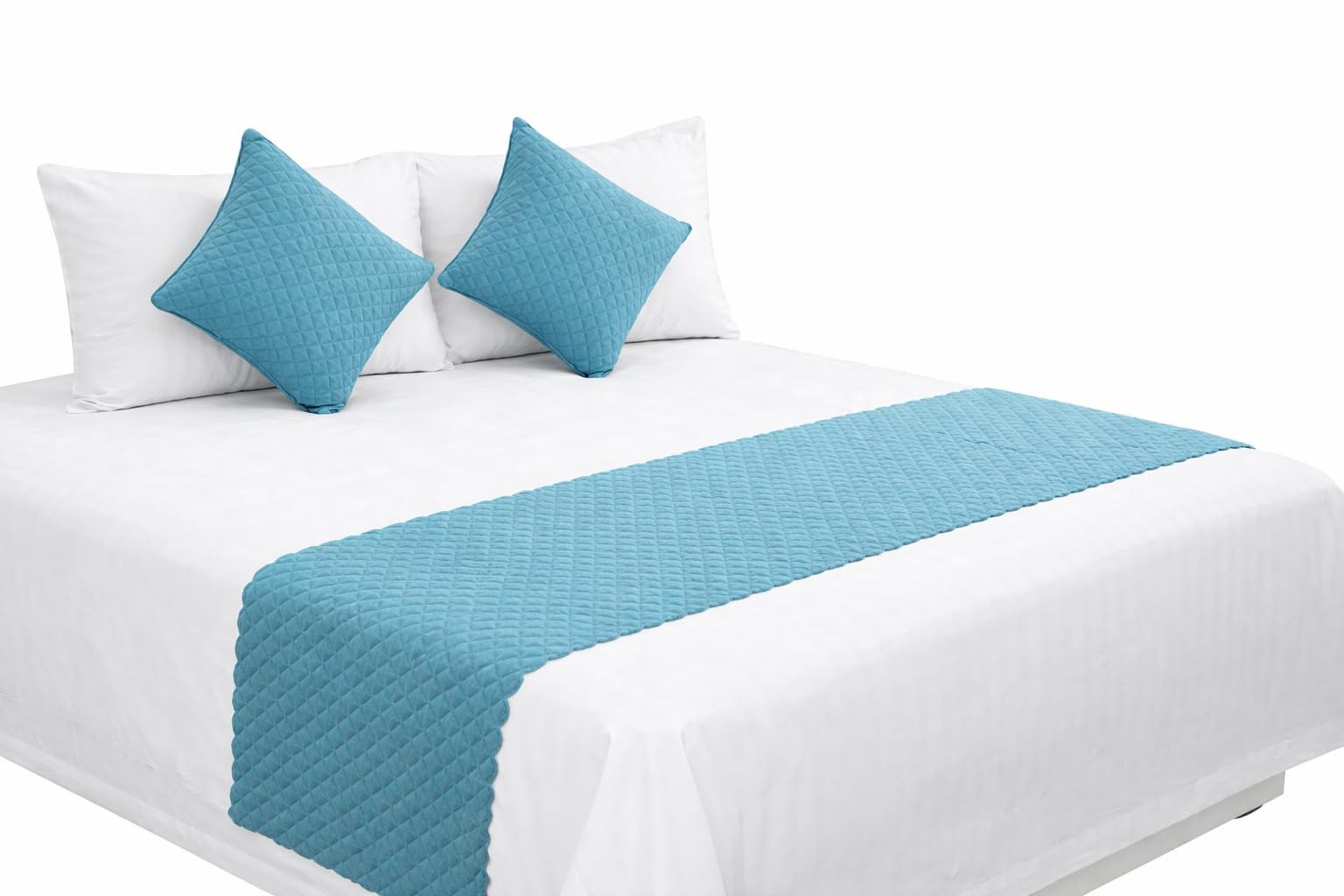 Cosy CORNER Bed Runner with Reversible Cushion Cover Decorative Scarf for Bedroom Hotel Wedding Room for Bedrooms/Hotel Rooms/Guest Rooms (Light Blue)