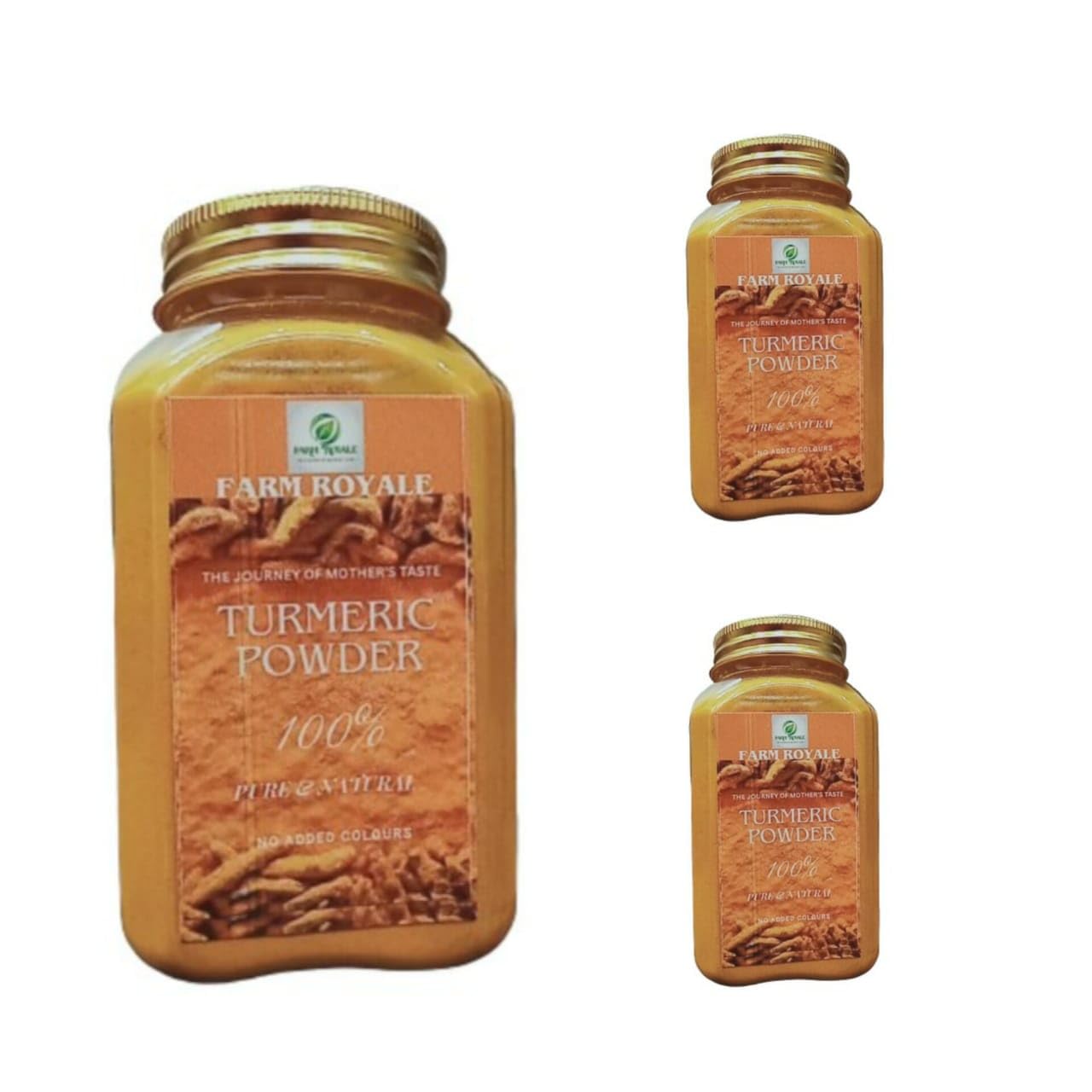 Farm Royale Haldi Powder/Turmeric Powder -1+1+1 Combo-(200gm +200gm + 200gm)||100% Pure and Natural||Export Quality||Hand-picked material