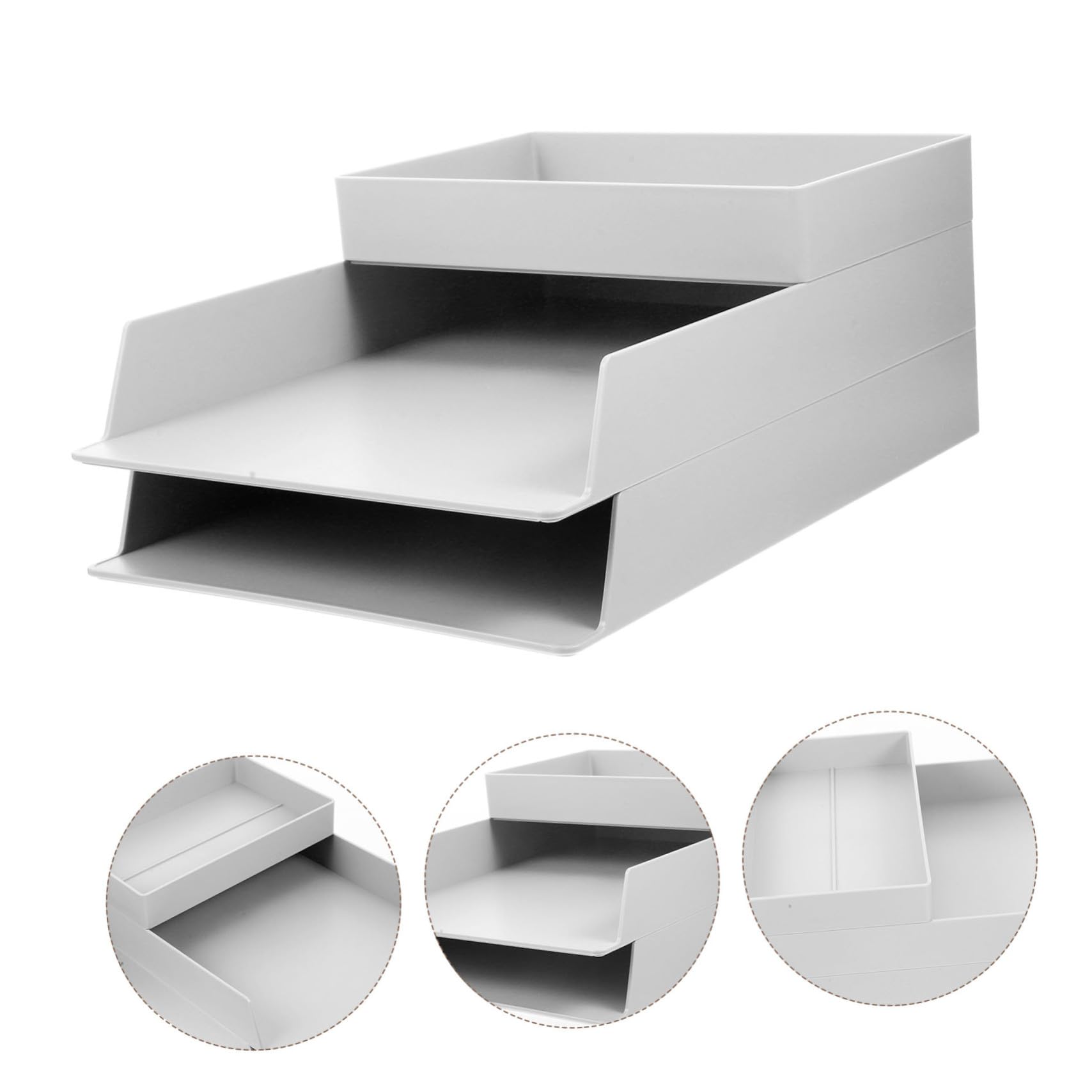 Toyvian Scaffale per Archiviazione File e Organizzatore di Cancelleria da Scrivania in Abs Bianco, Contenitore Portaoggetti Leggero e Resistente per Ufficio, Studio e Studenti, Set 3