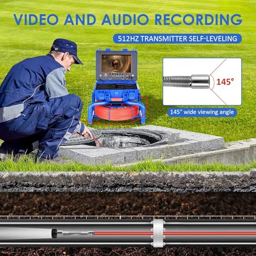 Sewer Inspection Camera | Plumbing Camera with 164 Ft Cable | 16GB Card, 1080P Endoscope Camera with Lights, Plumbing Pipe Inspection