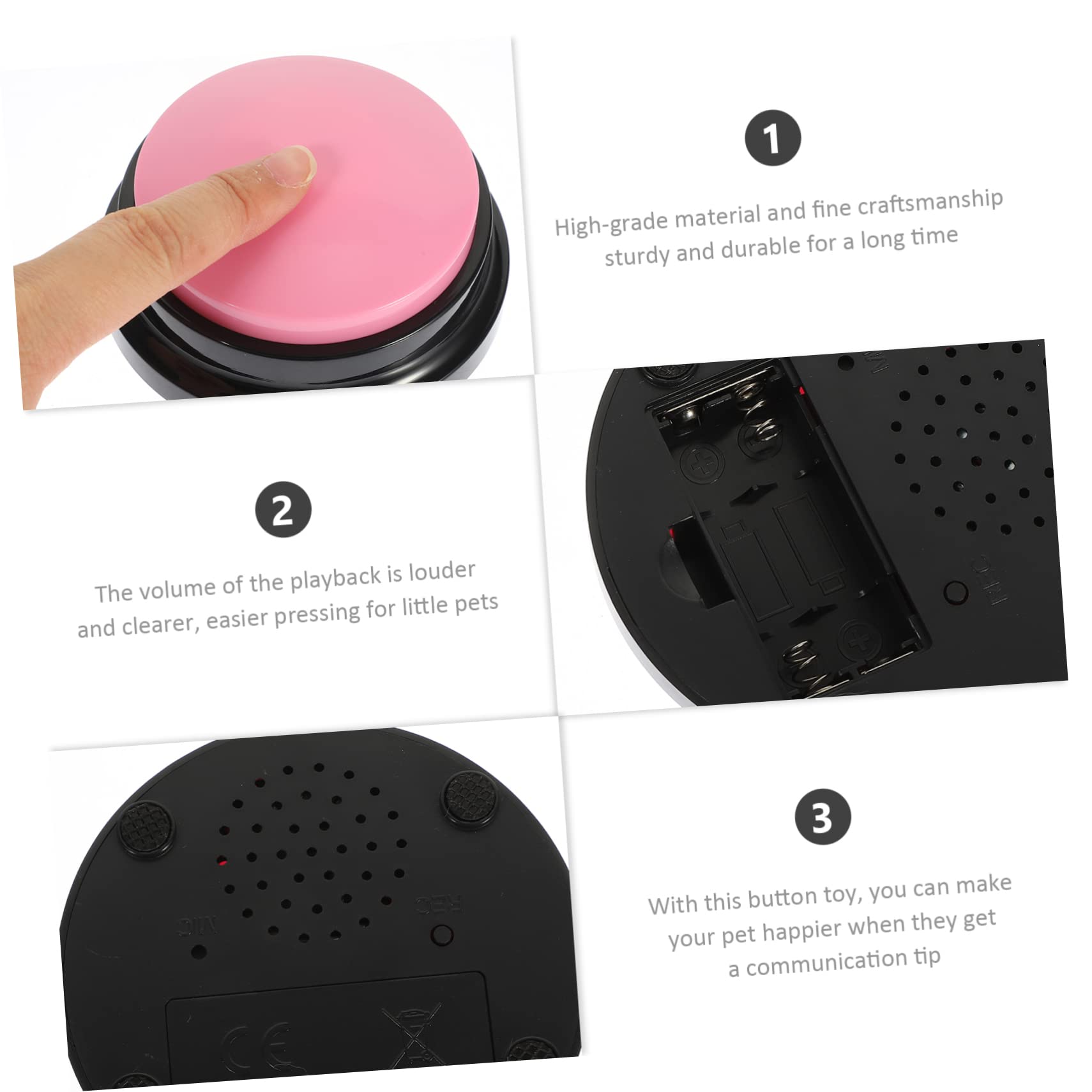 4piezas Botones Interactivos para Mascotas Botones Grabables para Perros y Gatos Juguetes De Comunicación De Sonido Entrenamiento y Entretenimiento Colores
