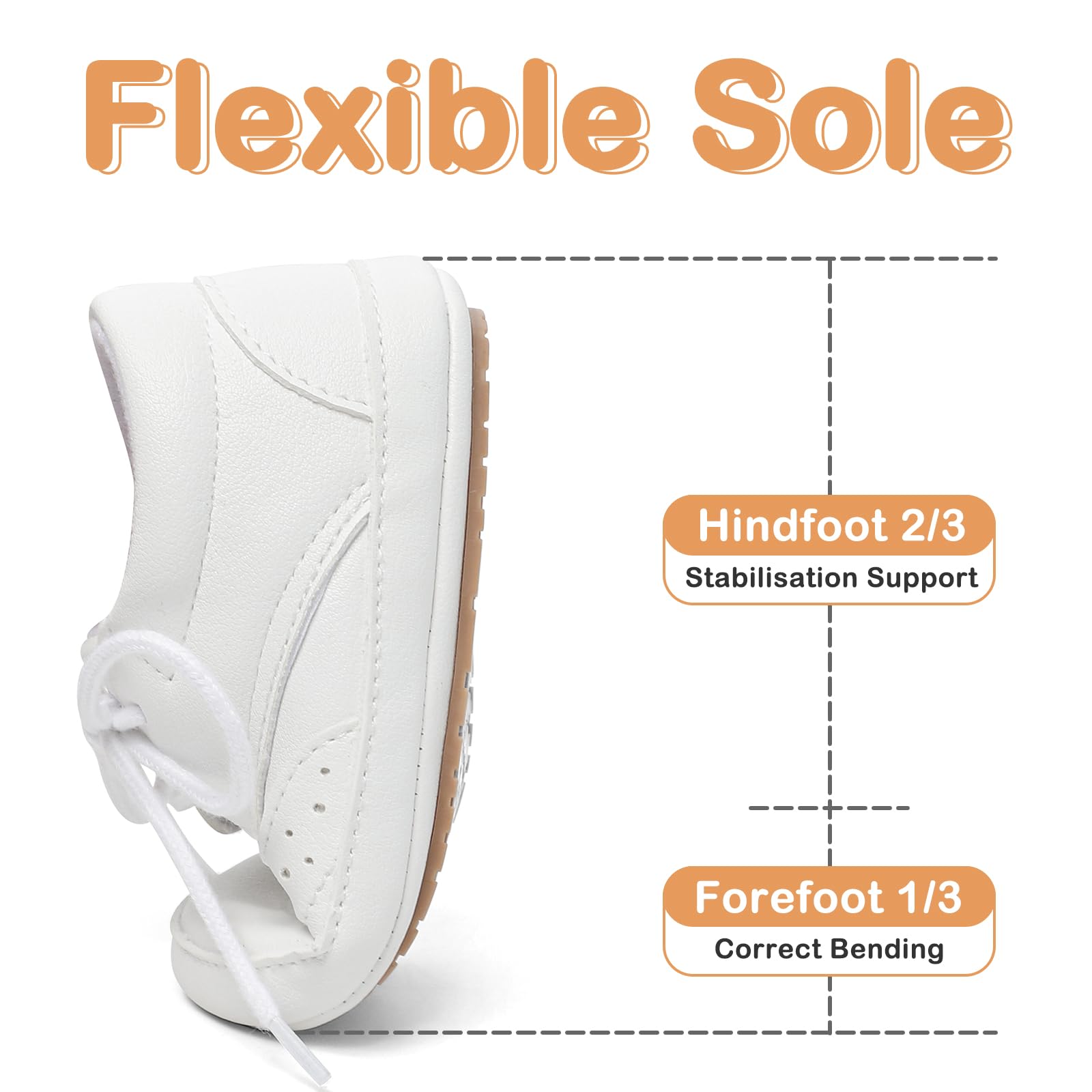 LACOFIA Scarpine Primi Passi Bimbo morbide Scarpe Stringate con Suola Morbida da Neonato