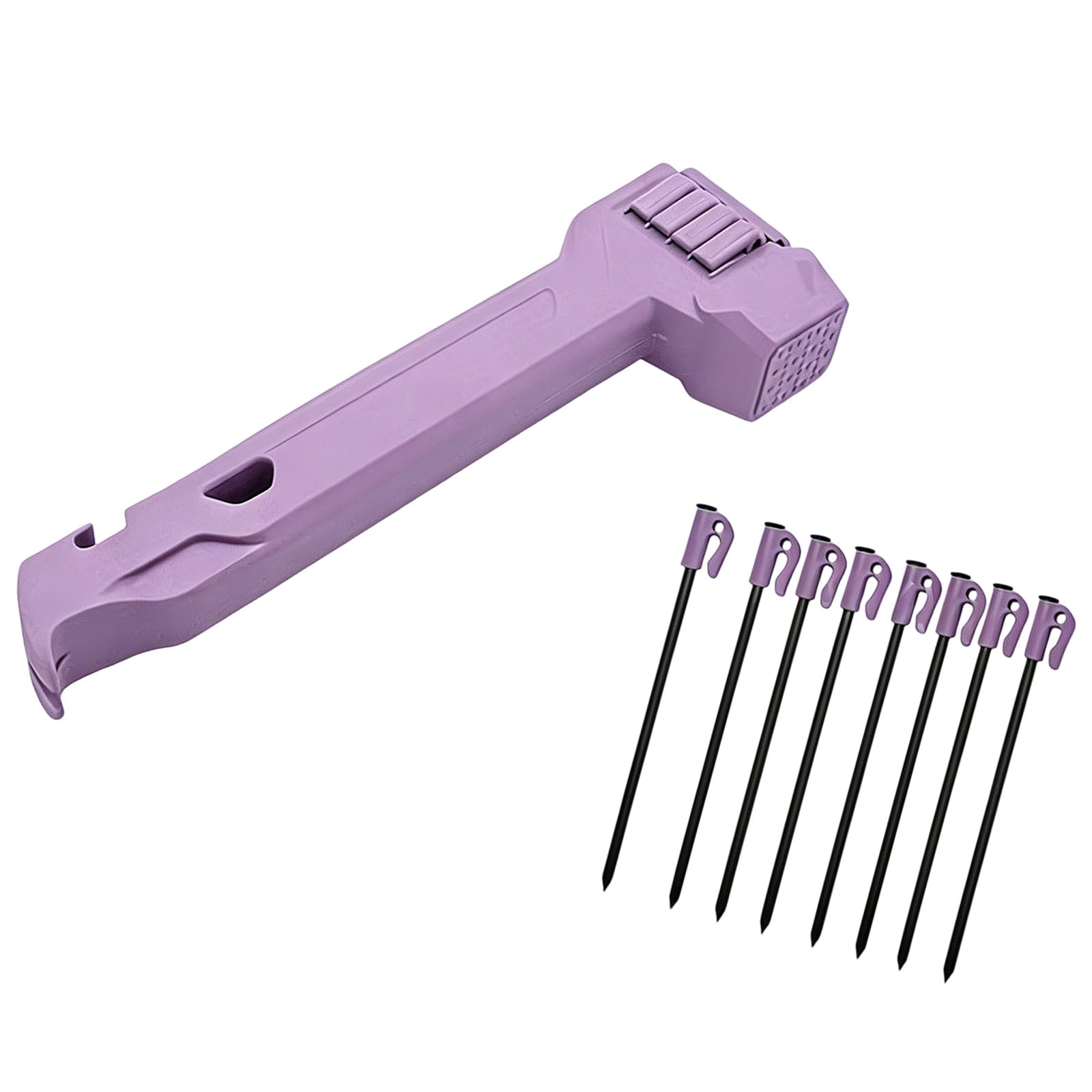 Psdndeww Purple Camping Hammer For Tent Stakes Camping Nails Hammers Backpacking Mallets Multifunction Hammer With Pegs For Tent Lanyard Multifunctional Mallets