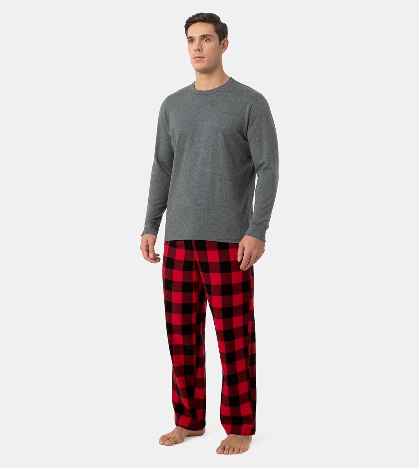 LAPASA Men's Pajama Set 100% Cotton Flannel Top Long Sleeve & Bottom Pants Plaid Sleepwear PJ Sleepwear Lounge Comfy M79/M95 - Image 2