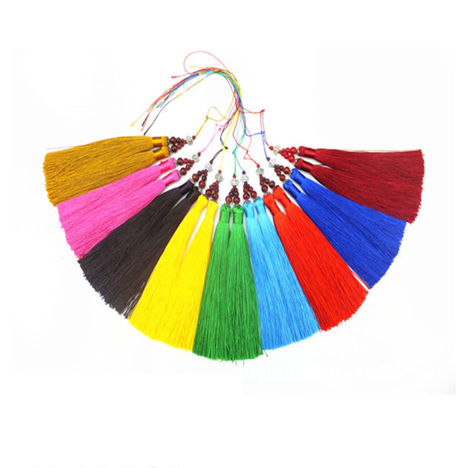 Quasten Chinesische Schwertquaste, 10er-Pack Glatte handgefertigte Quasten for Taschen, Souvenirs, Lesezeichen, DIY-Bastelzubehör, Projektdekoration, Rot(Yellow)