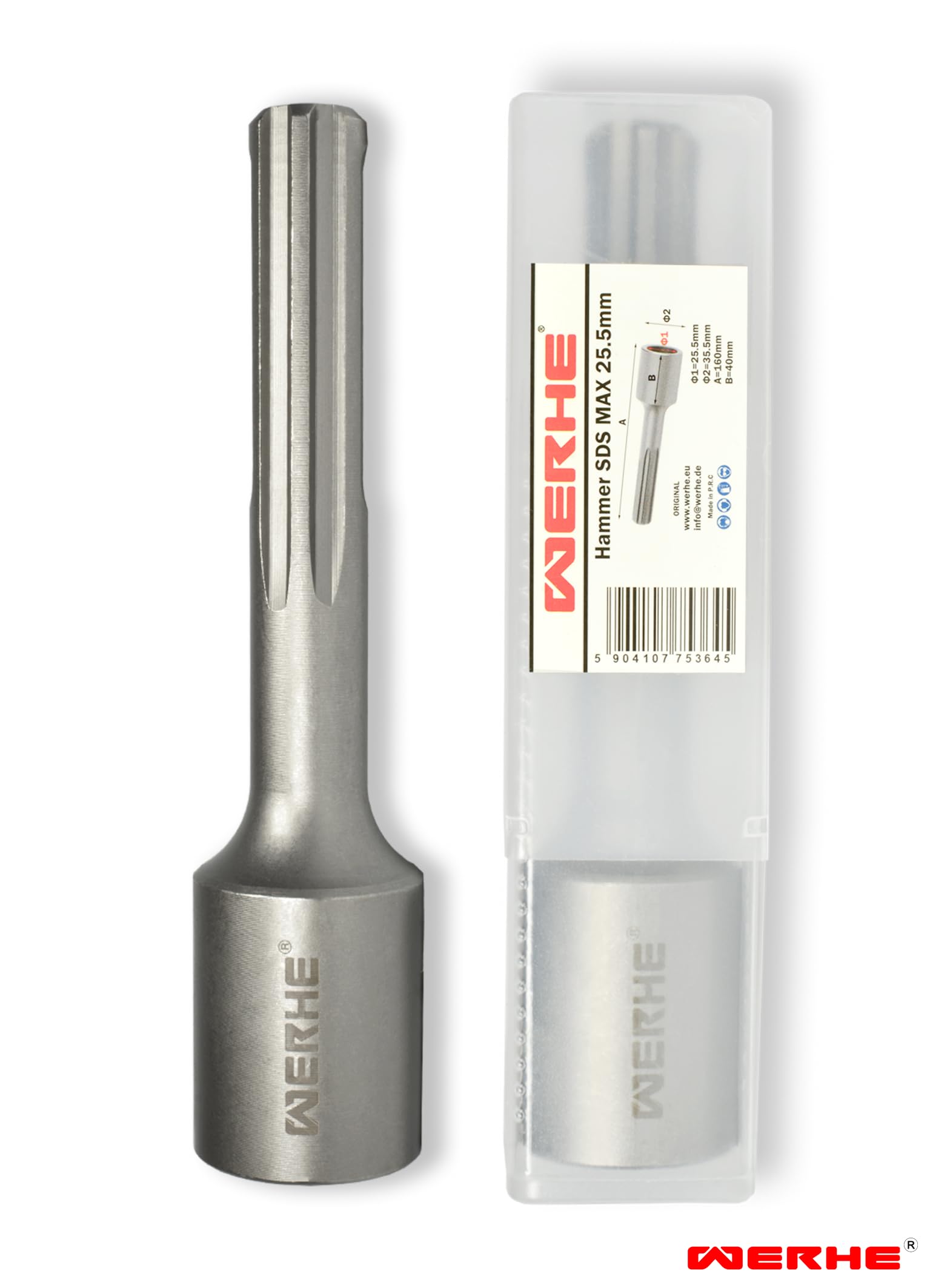 WERHE® Tourne-clou professionnel 25,5 x 35,5 x 160 mm pour l'insertion de piquets de terre profonds - Jack Hammer Picket Post Driver Driver SDS Max