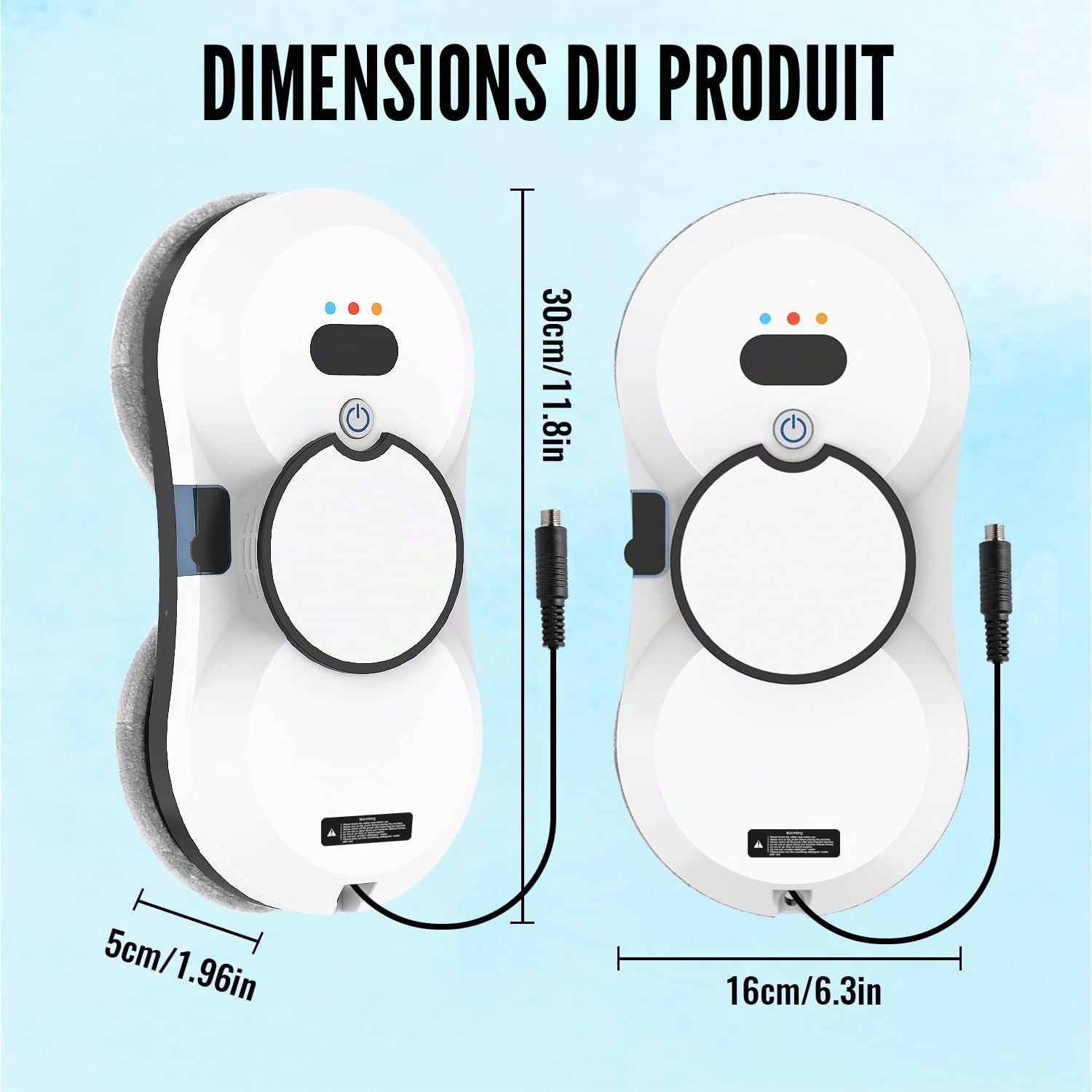 Robot Laveur de Vitre avec Fonction de Pulvérisation, 5600 Pa Laveur de Vitre Automatique, 3 Modes, Réservoir D'eau de 40 ml, Détection de Bords Anti-Chute, pour Fenêtres, Verre, Miroirs, Carrelages
