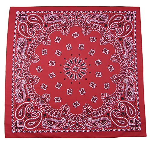 Carolina Creative Gigantic 35 x 35 inch Grande Paisley Cotton Red Bandana USA Made, One Size