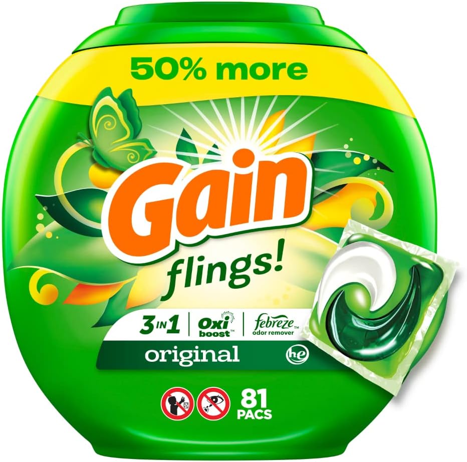 Gain Flings Detergente en Cápsulas Aroma Original, 81 unidades Amazon