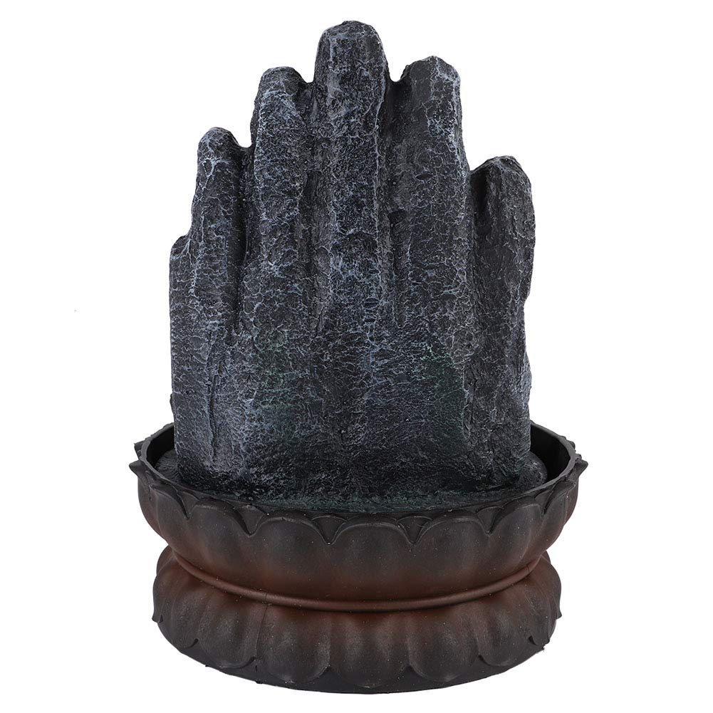 Fontaine de Bureau en Forme de Bouddha, Décoration élégante en Résine LED avec Lumière pour Salon, Chambre à Coucher, Décoration D'intérieur, Taille 20,5 X 20,5 X 26, Cm (Prise UE 220)