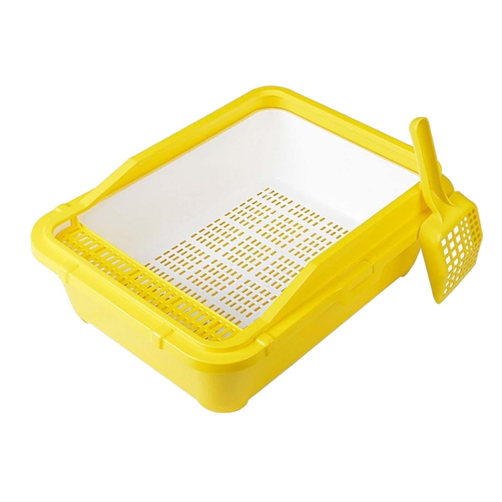 kuweta, Kuweta dla kota Otwarta kuweta Odporna na zachlapania piaskownica Kotek Nocnik Toaleta z wysokimi ściankami wszystkie rodzaje żwirku kotów(Yellow)