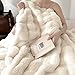 H&D Faux Fur Throw Blanket for Couch,Fluffy Cozy Soft Plush Luxury Thick Fuzzy Fleece Blanket for Couch Bed Sofa Bedroom Living Room,Comfy Bubble Blanket(Ivory, Twin (60