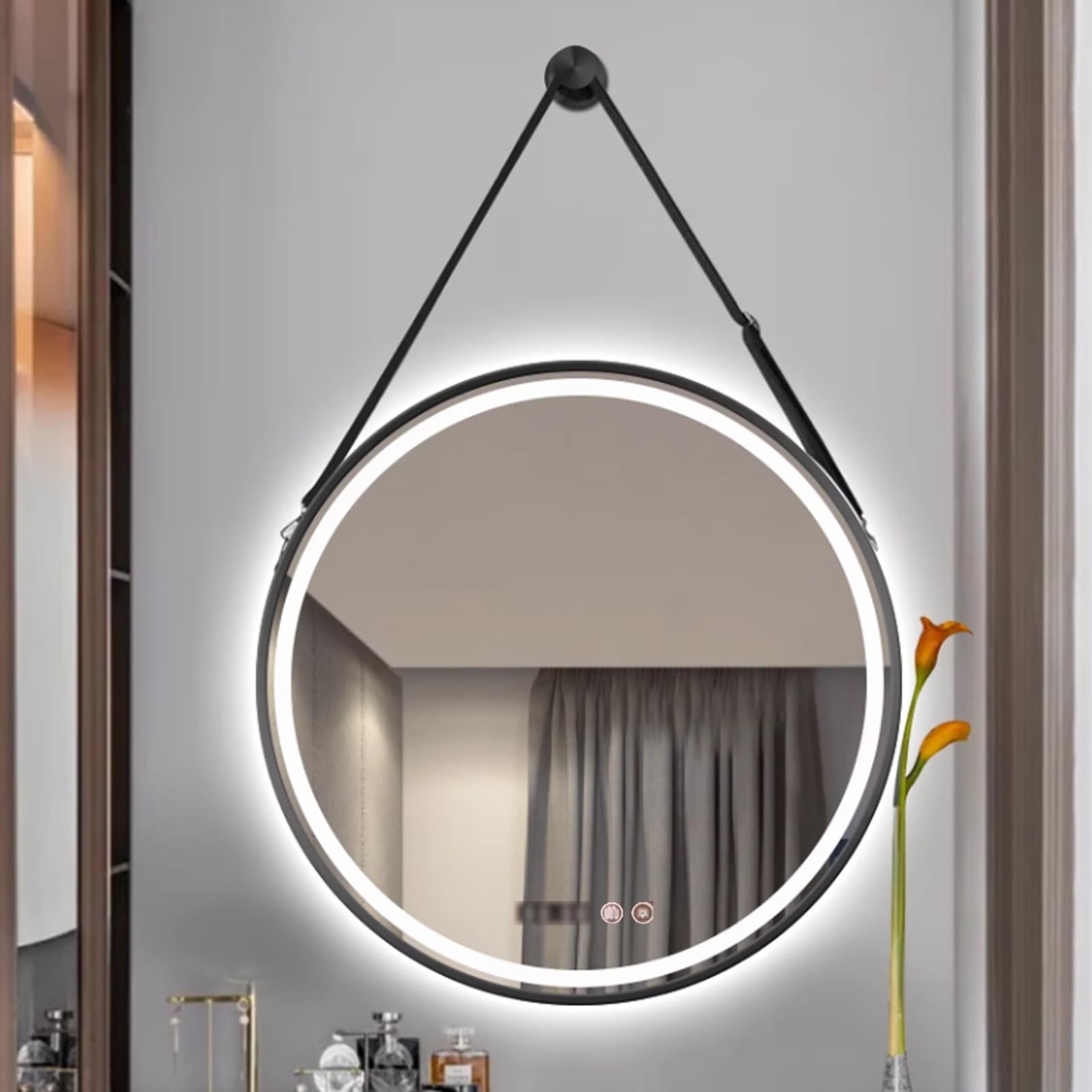 Miroir intelligent LED élimine la buée avec sangle en alu réglable