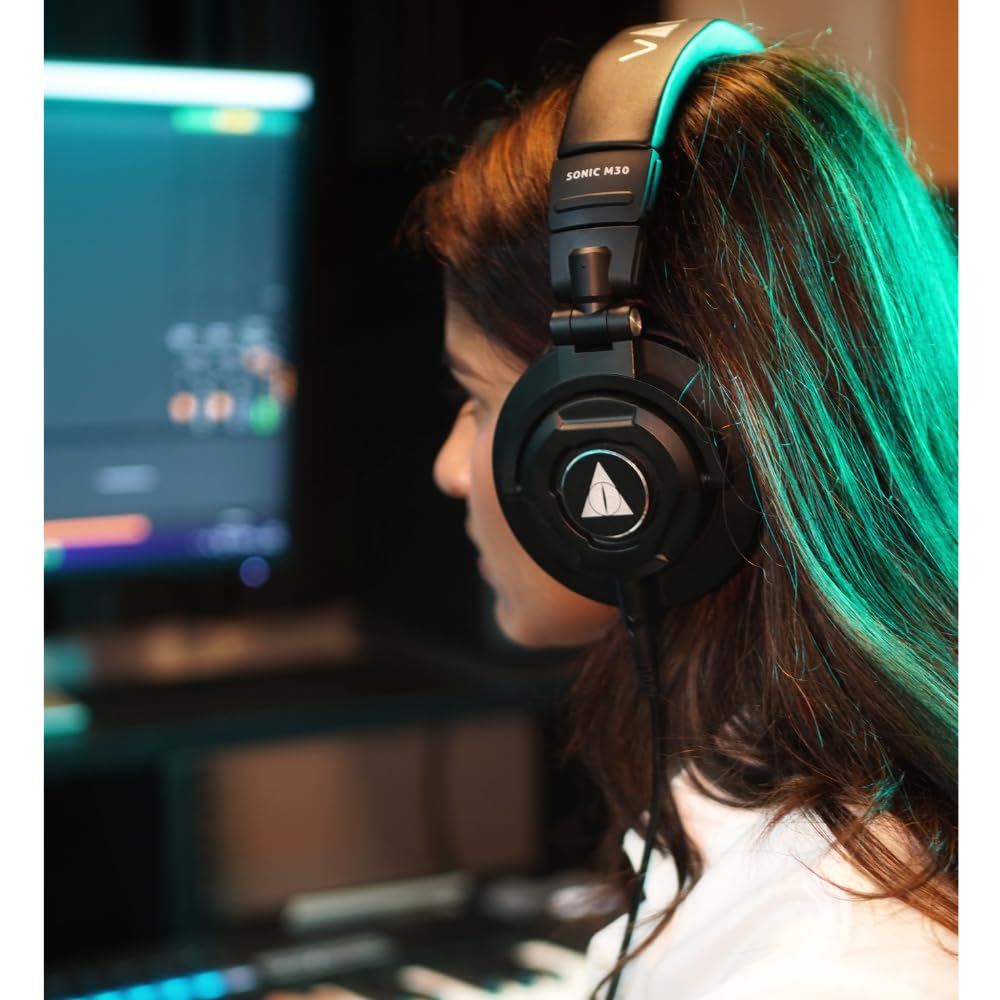 VAULT Sonic M30 Studio Monitoring Headphones - Black - Image 2 thumbnail