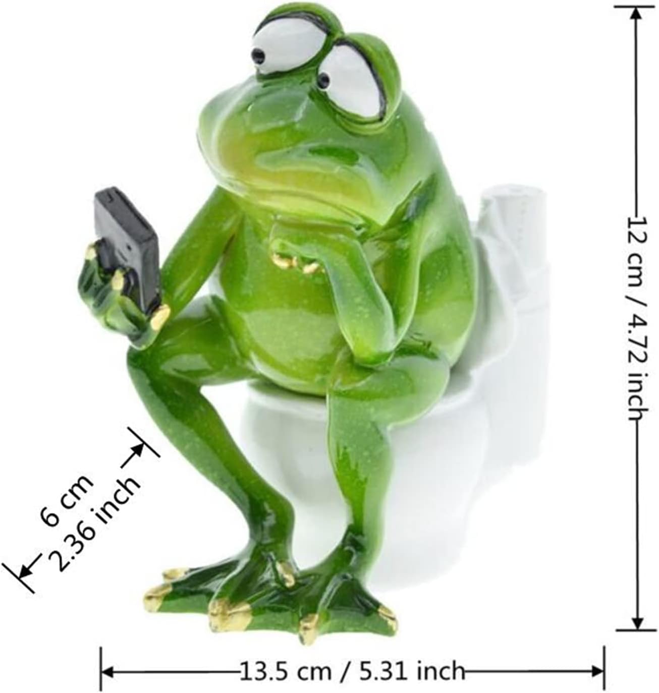 Queemie® Funny Frog Sitting on Toilet Figurine, Thinker Froggy Sculpture Statue, Mascot Frogs Animals Resin Crafts Collectible Figurines for Home Office Bathroom Garden Decoration - Image 2