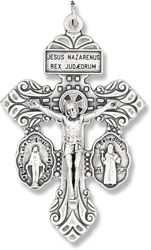 Miniatura 2 de Paquete de 10 Crucifijos de perdón con medalla de San Benito y medalla milagrosa Crucifijo de triple amenaza para hacer rosario, cruz de rosario de