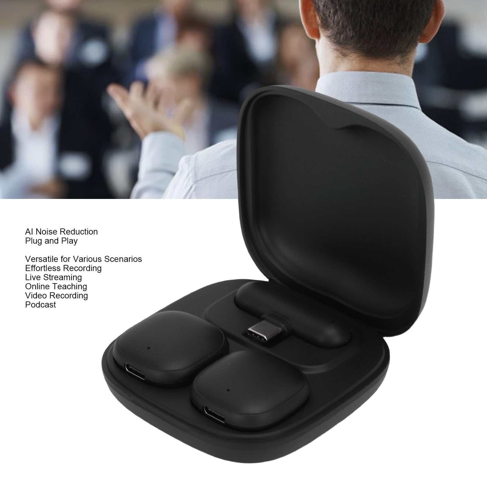 Micrófonos Lavalier Inalámbricos, Micrófonos Magnéticos con Cancelación de Ruido Ai con Estuche de Carga y USB C, Mini Micrófono para Grabación de Video Vlogging Creadores de Contenido