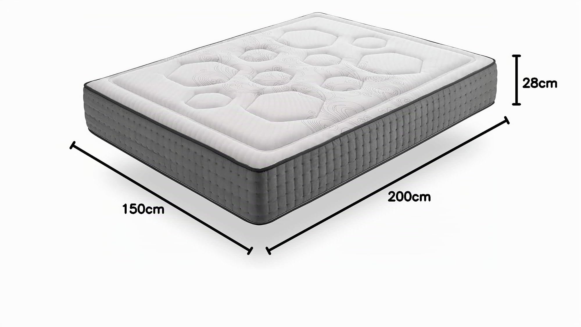 Moonia | Colchón Hexacare | 28 cm de Grosor | Tecnología Duo System | Muelles ensacados | 150X200