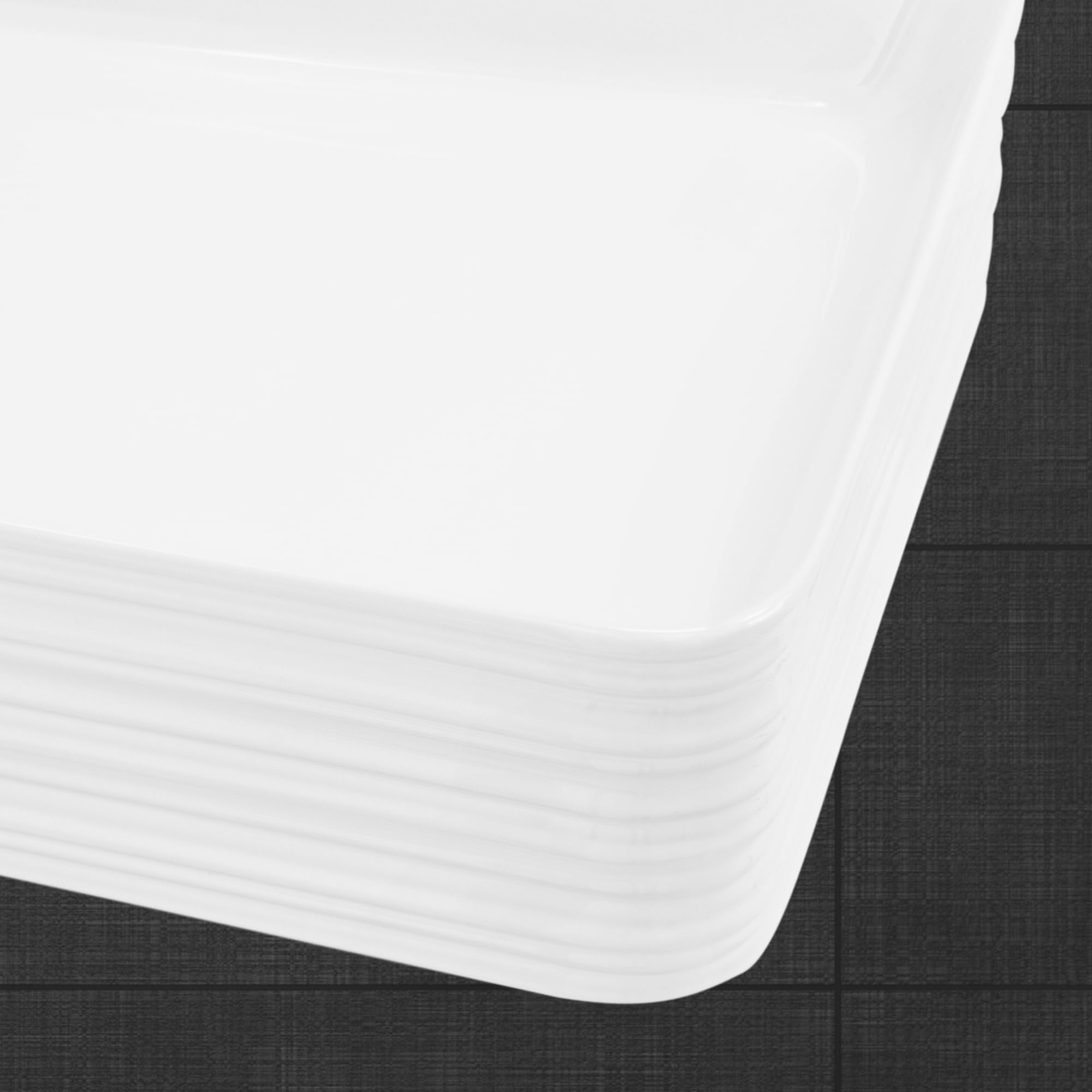 ML-Design Lavabo de Cerámica Blanco Brillante 68 x 38 x 12 cm Fregadero Rectangular de Pared o Sobre Encimera Pila de Diseño Moderno Lavamanos para Mueble de Baño Aseo con Agujero para Grifo y Desagüe