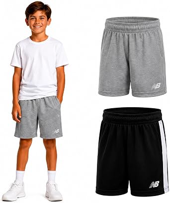 New Balance Boys Athletic Shorts - 2 Pack Moisture-Wicking Performance Mesh Active Boys Basketball Gym Shorts 8-20
