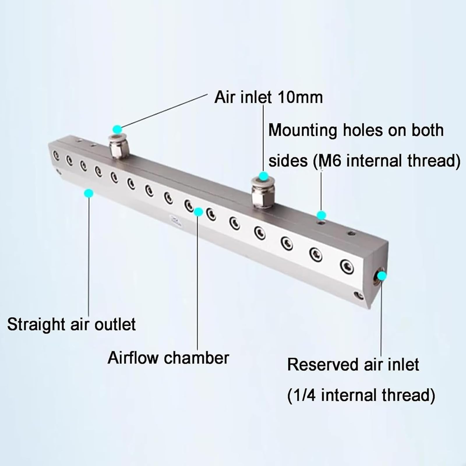 Soplador de cuchillos de aire industrial, hoja de soplado de polvo de acero inoxidable, rosca de 1/4 pulgadas, espacio de salida de 0.05 mm, para eliminación de agua, limpieza de polvo, cortina de