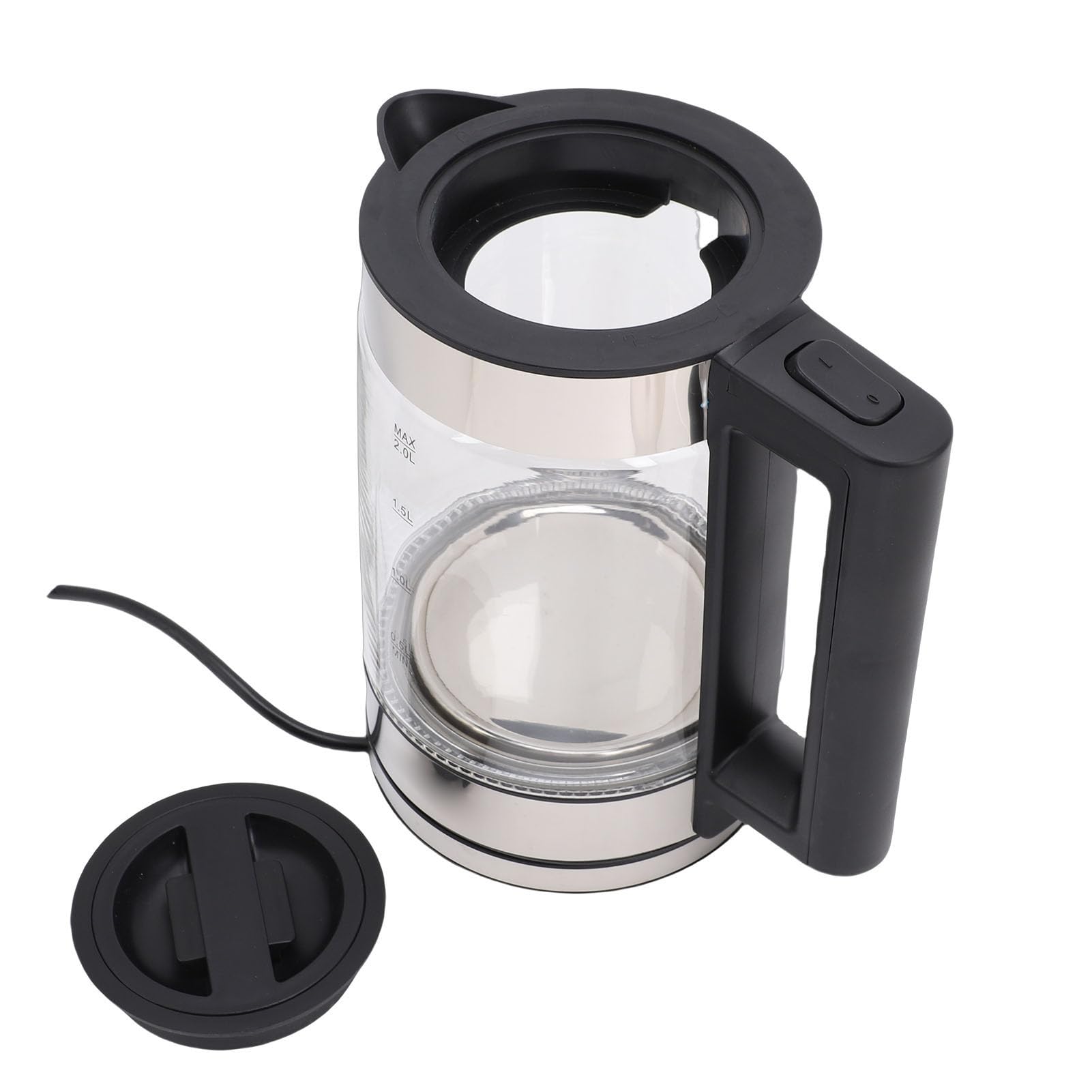 Hervidor de Vidrio con Infusor de Acero Inoxidable, 2L, para té y Bebidas