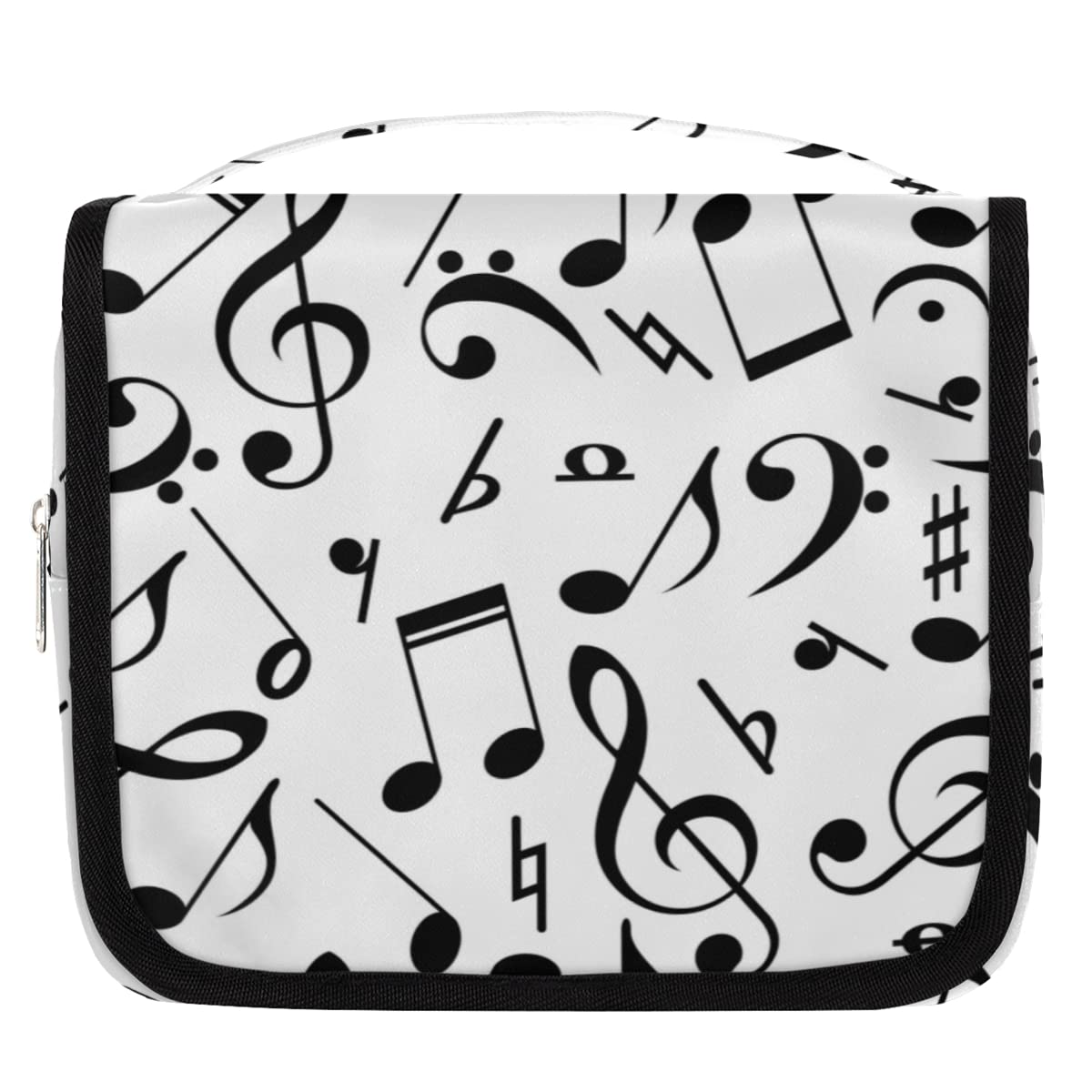 Nuty Muzyka Podróżna Kosmetyczka Czarne Nuty Mycie Torba Unisex Wiszące przybory toaletowe Kosmetyczka Organizer do makijażu, wielobarwny, Jeden rozmiar