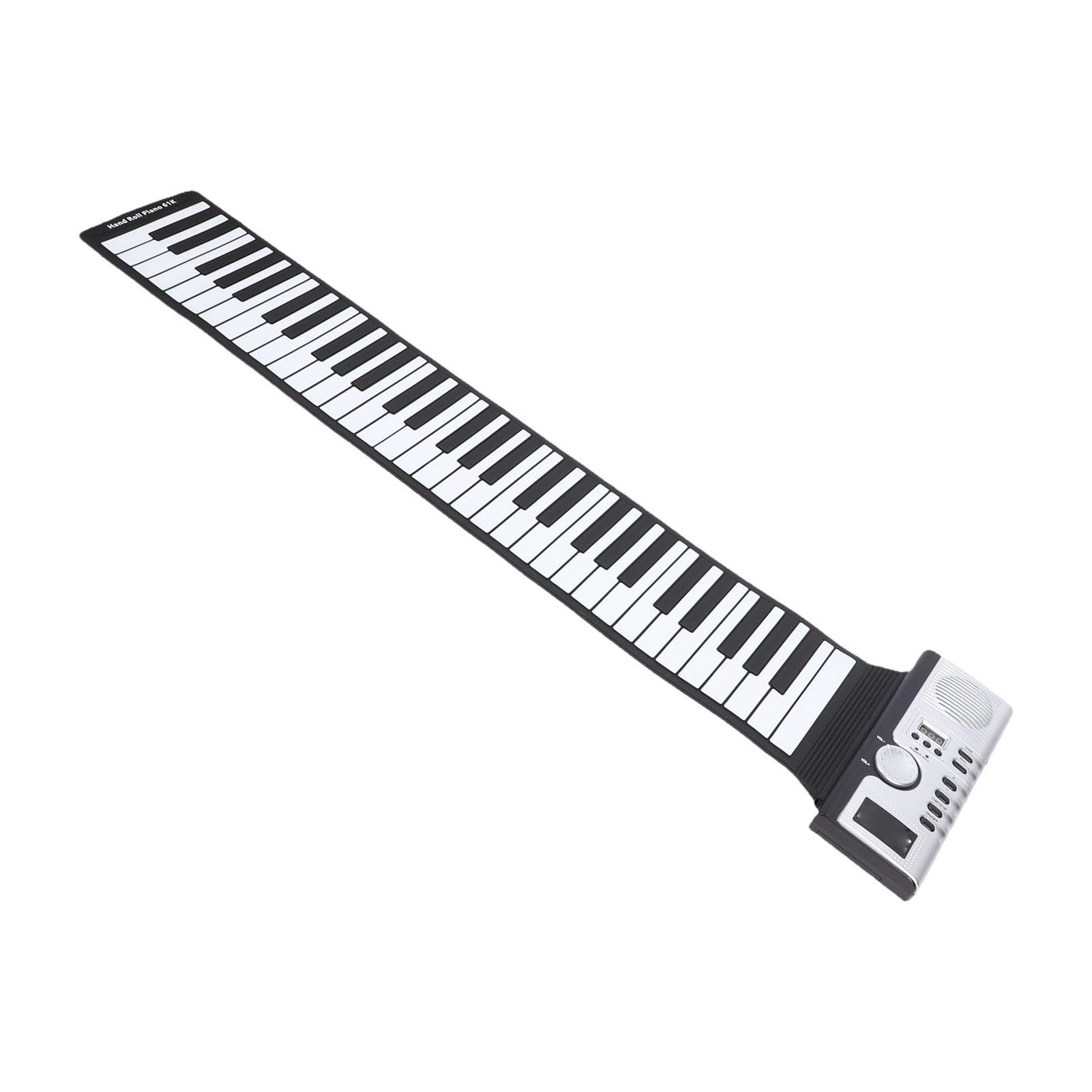 Cuifati Pianoforte Digitale Pieghevole Portatile con Tastiera Arrotolabile a 61 Tasti per Principianti con modalità di Insegnamento MIDI a 128 Toni, Altoparlante Incorporato e Cuffie