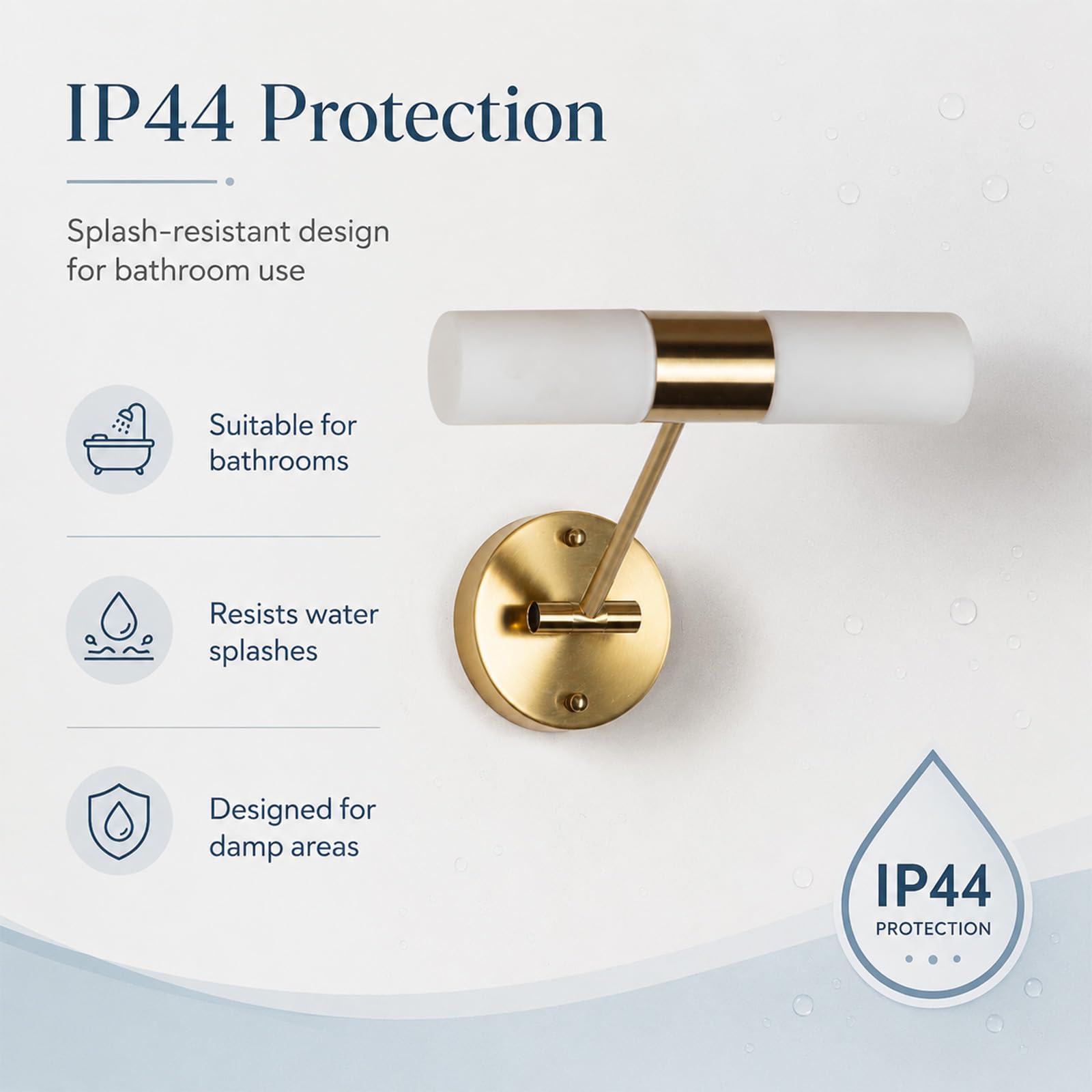 Alpinaluz Aplique Pared E14 Dorado Vidrio Opal Doble Luz IP44 30 cm