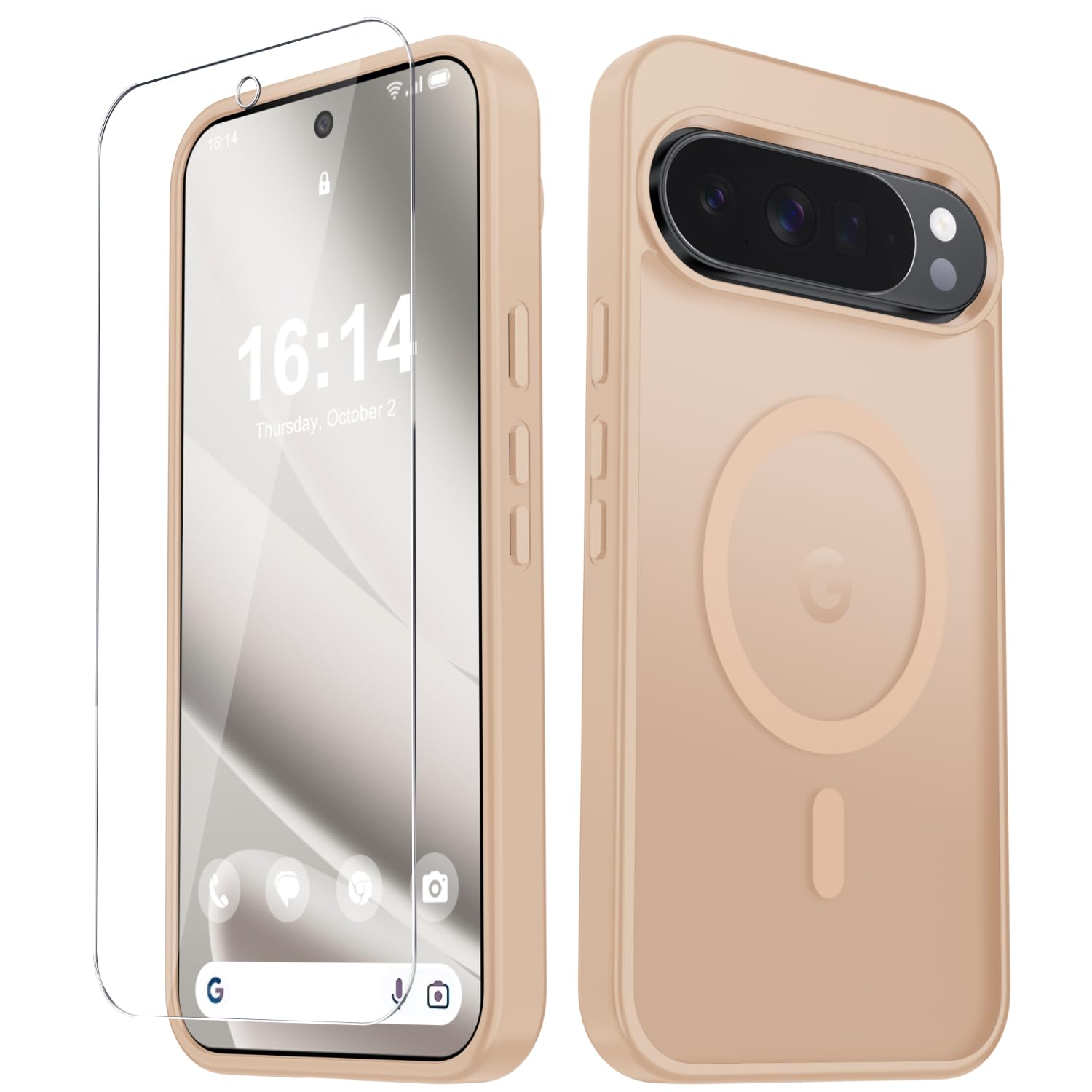 for Google Pixel 10/10 Pro Case, Matte Magnetic Cover, Coral Pink | Fit for MagSafe, Screen Protector included, Shockproof Military Grade Protection, Translucent Frosted Back