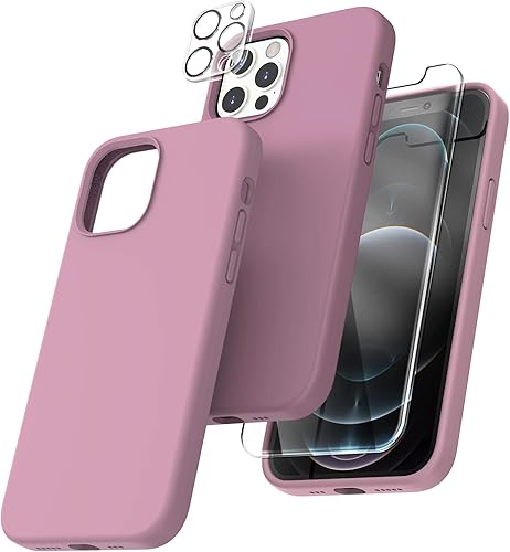 Vista 266 de TOCOL - Funda 5 en 1 para iPhone 11, con 2 protectores de pantalla + 2 protectores de lente de cámara, funda delgada de silicona líquida a prueba