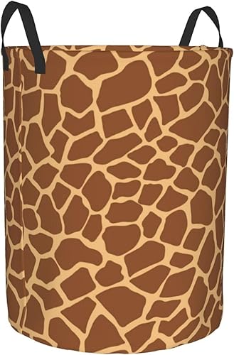 Miniatura 2 de Cesta de lavandería con estampado de jirafa, impermeable, plegable, con asa duradera, caja de almacenamiento circular, organizador de ropa sucia