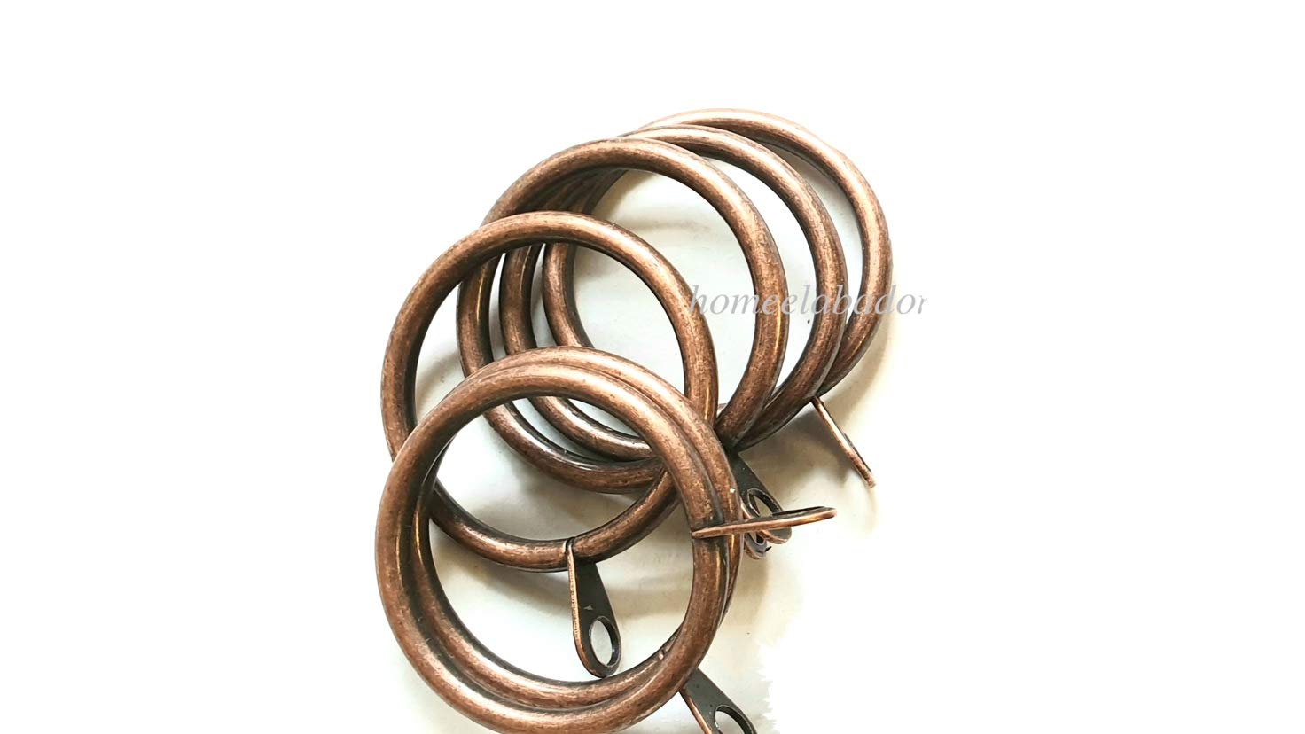 HomeElabador Pack of 24 Strong Metal Curtain Rings with Fixed Eyelets for Curtain Poles Up to 28mm Wide, Copper, 30mm