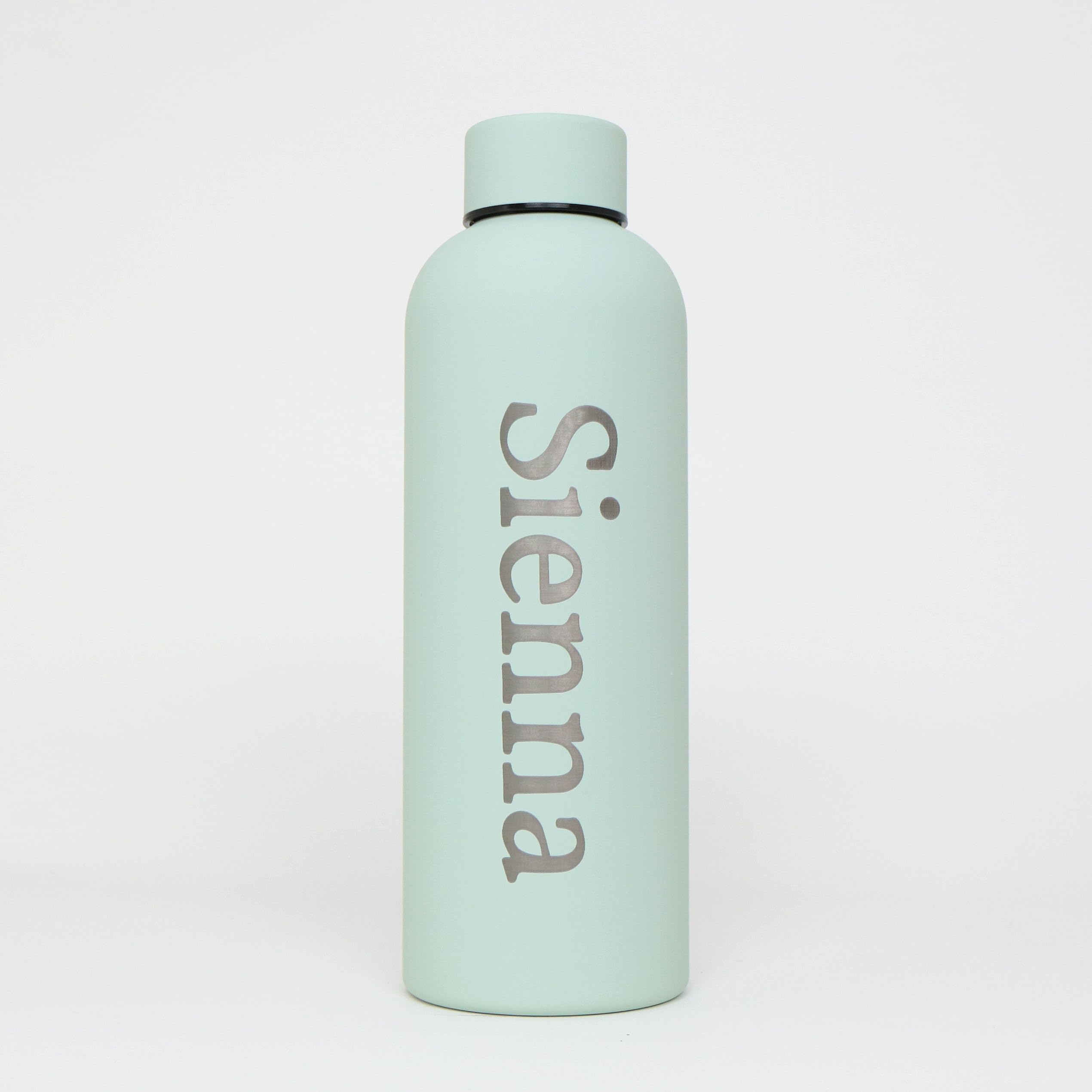 cribstar Personalised Engraved Insulated Water Bottle | Stainless Steel Water Bottle | Double Walled Drink Bottle Keeps 12 Hours Hot & 24 Hours Cold 500ML | Vaccum Flask (Sage)