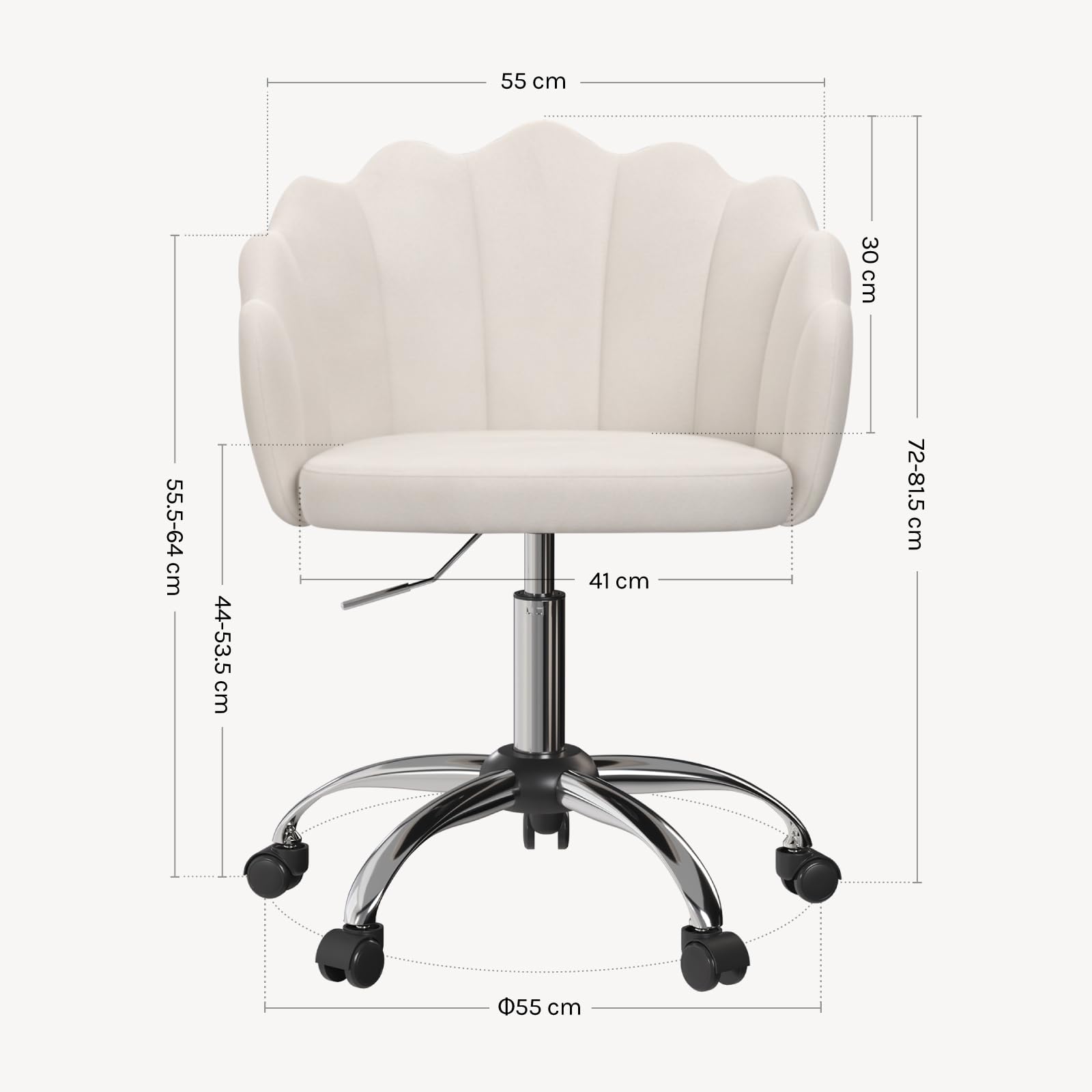 WOLTU Chaise Bureau Pivotante Hauteur Réglable Velours Beige Métal