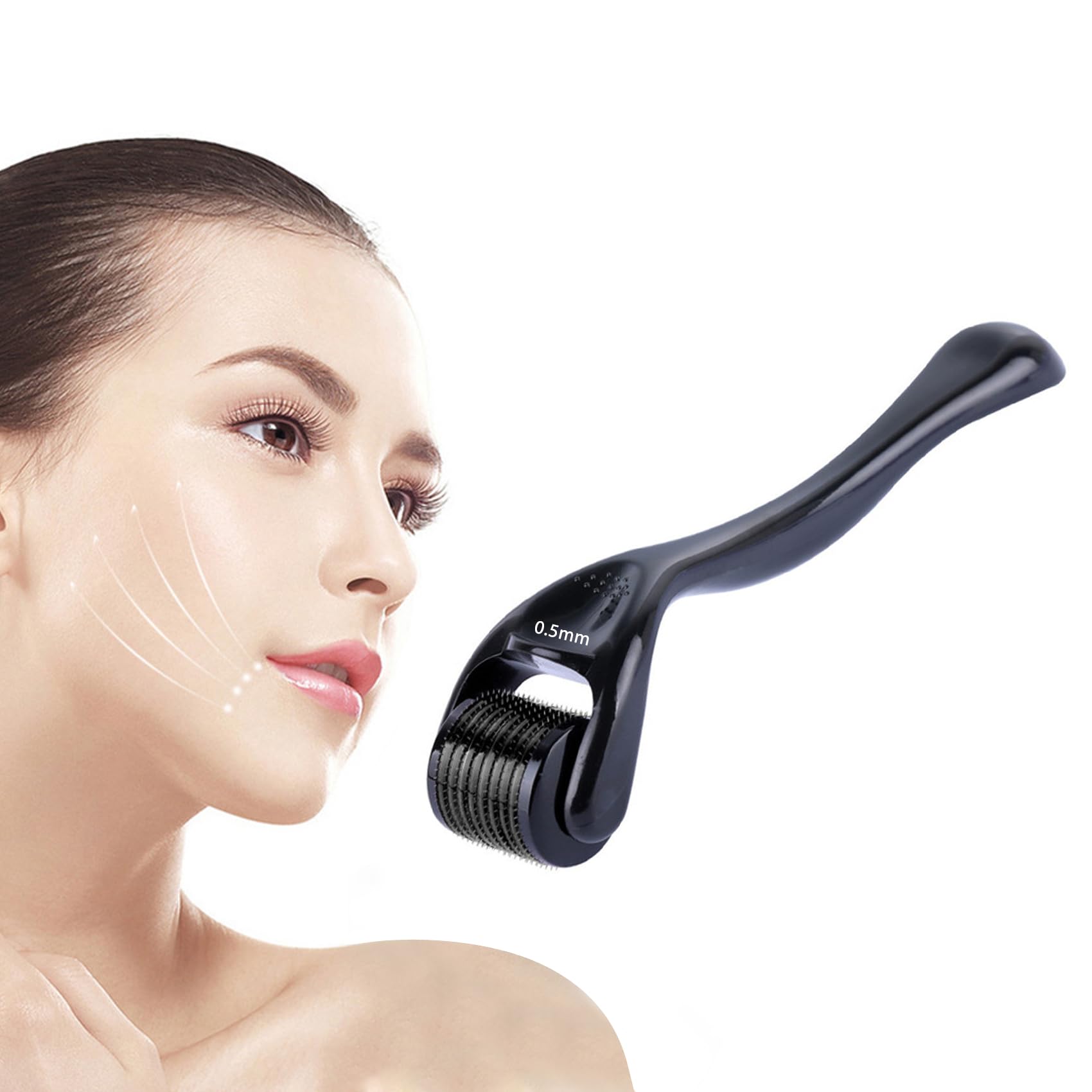 Ikadiya Rodillo De Barba, Rodillo De Microneedling, Roller 0.5mm 540 Titanium Microneedle Roller Para El Crecimiento De La Barba Y El Cuidado De La Barba