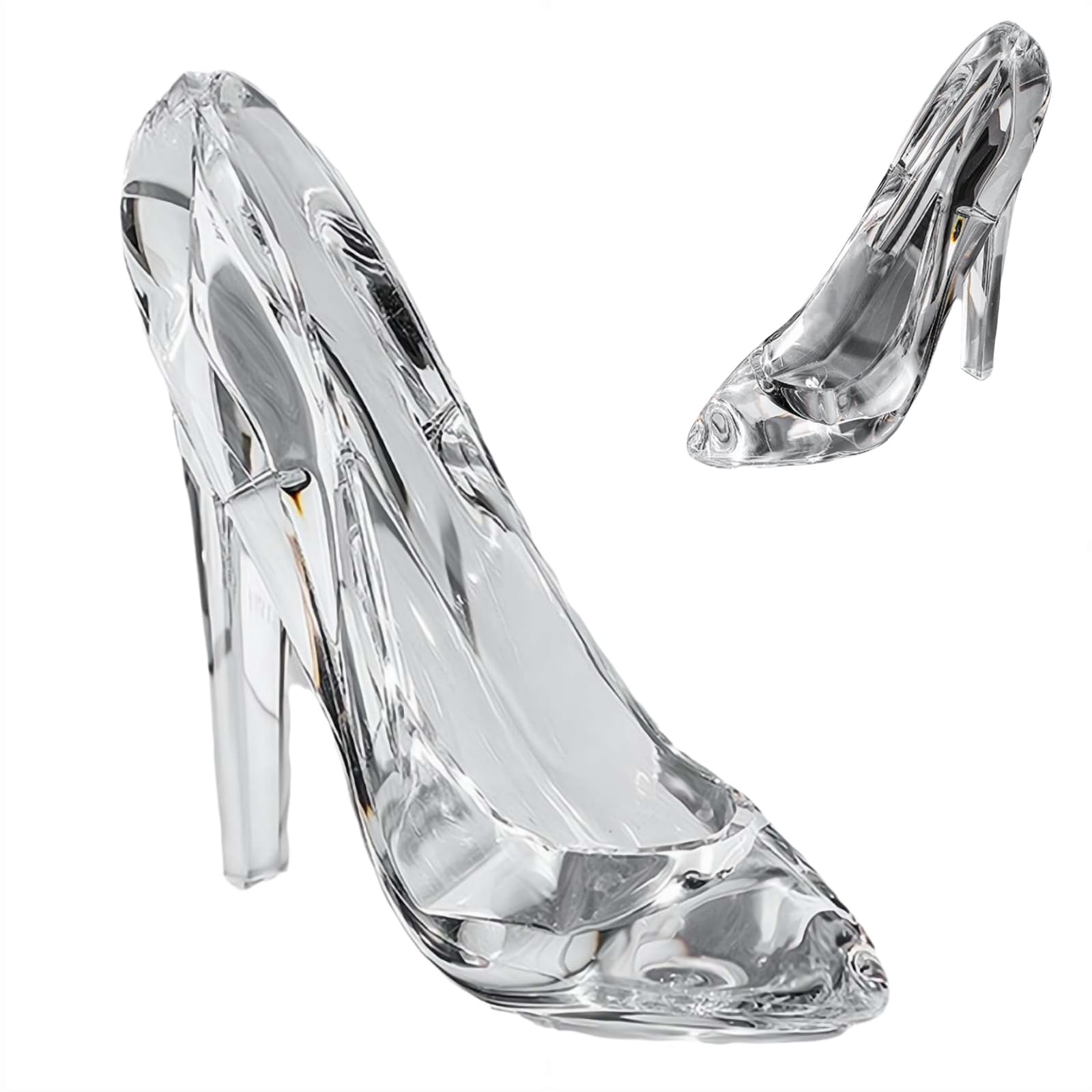 Cinderella Glass Slipper,Acrylic Crystal High Heels Shoes Ornament,Decorative Glass Shoes Figurine,Princess Slipper Decoration for Birthday Party Wedding Home Decor