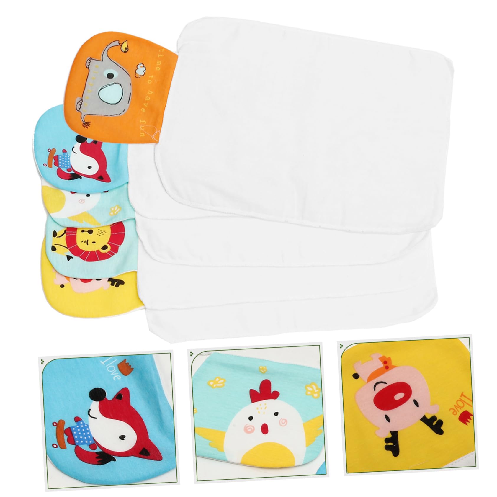 UPKOCH 15piezas Toallas Absorbentes para Bebés De Algodón De Diseño Adorable Ciervo León Elefante Pollito para Jugar y Hacer Ejercicio