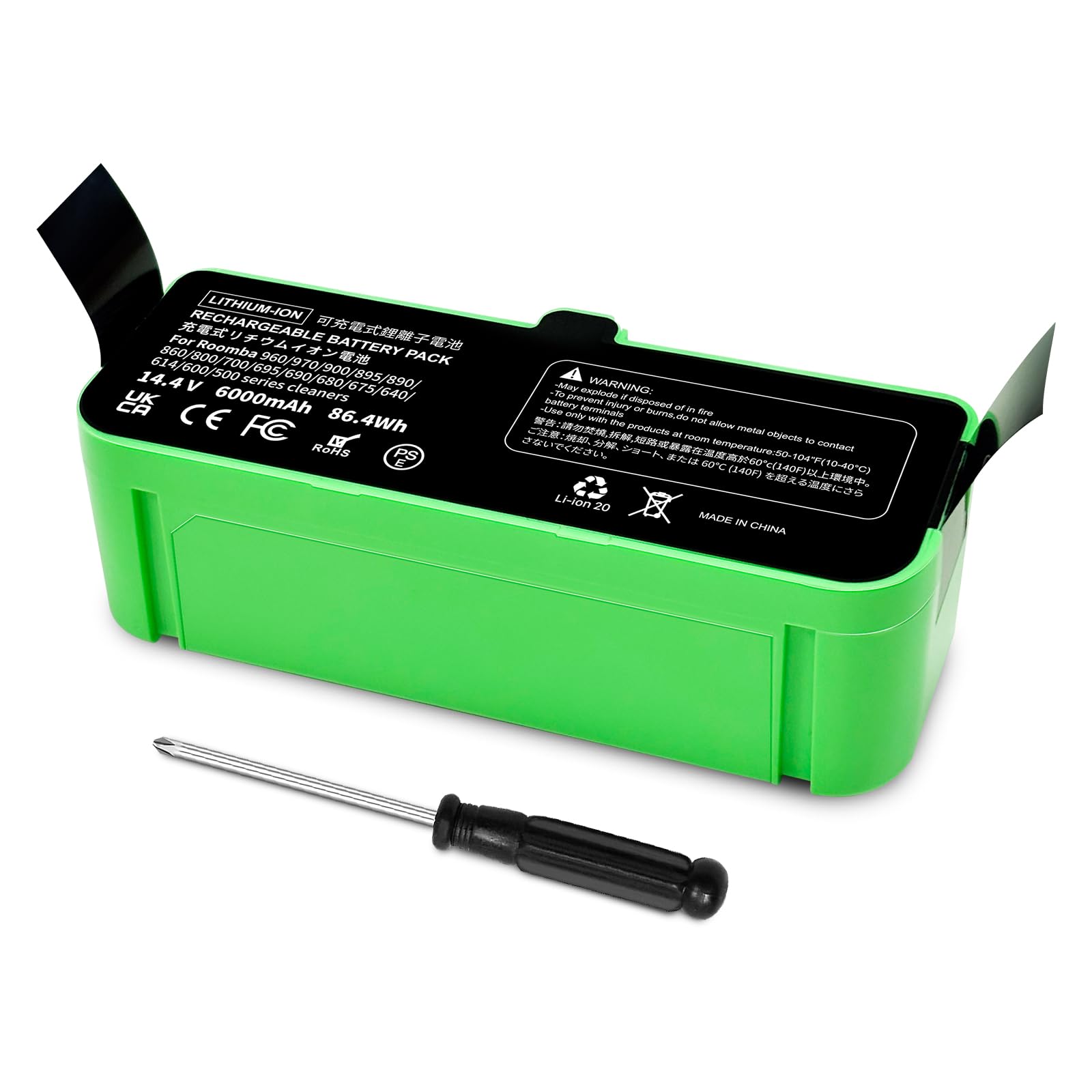 6000 mAh Replacement Battery Compatible with iRobot Roomba 500 600 600 700 800 900 Series for Roomba 960 981 970 965 895 891 890 801 805 850 860 695 690 685 688 0 677 675 671 671 652 670 640 665 614