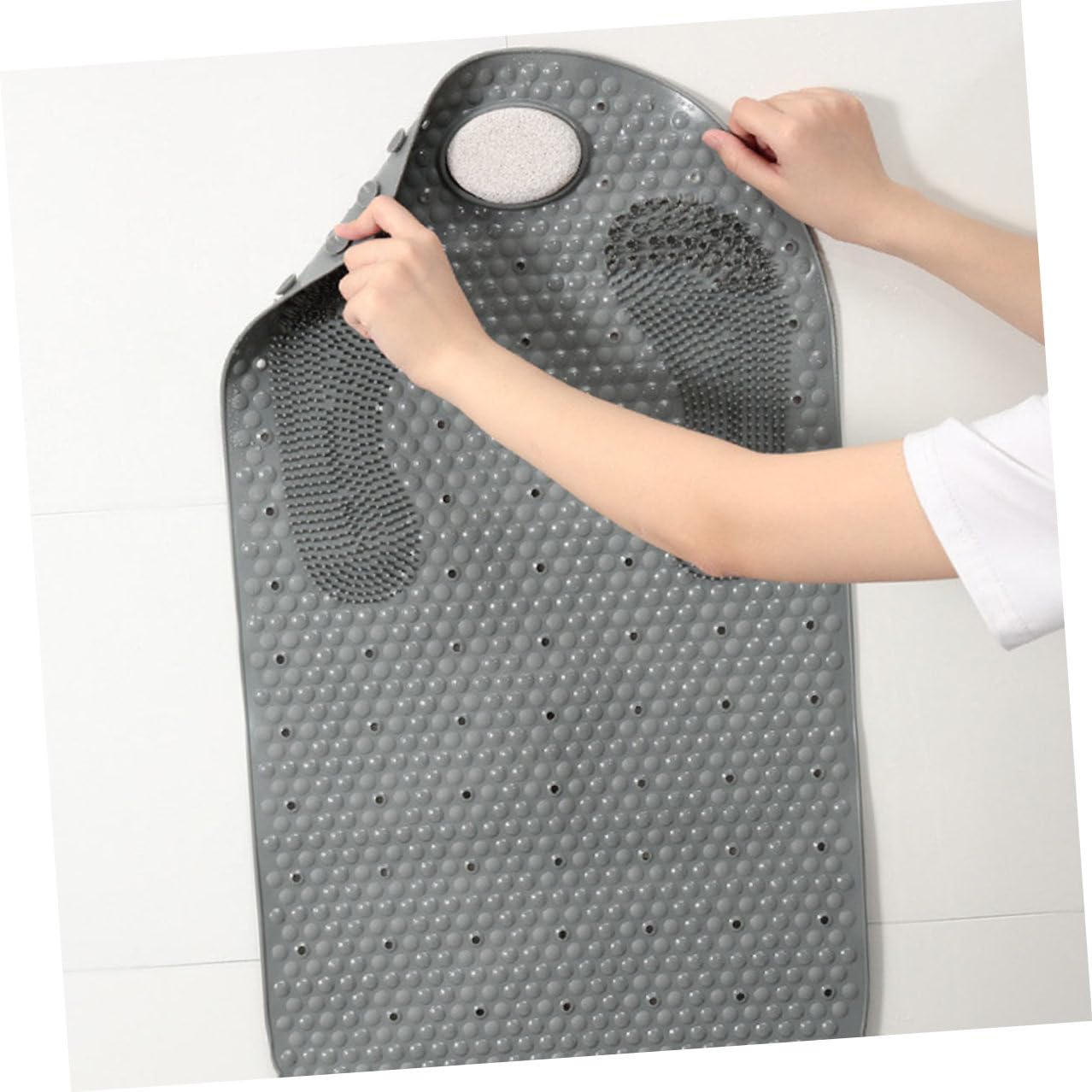 KOMBIUDA Tappetino Antiscivolo Ventose 40x80 Cm Pvc Massaggiante per Piedi Pietra Pomice e Drenaggio per Bagno e Doccia, Fissaggio Stabile per Sicurezza e Igiene Quotidiana