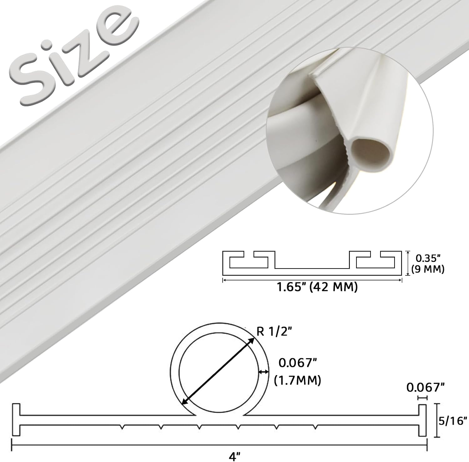 Garage Door Seals Bottom Rubber with Pre-drilled Aluminum Track Retainer Base Kit,Heavy-Duty U Shape + O Ring Combination Weather Stripping Sesl Kit for Garage Door (White, 16Ft)