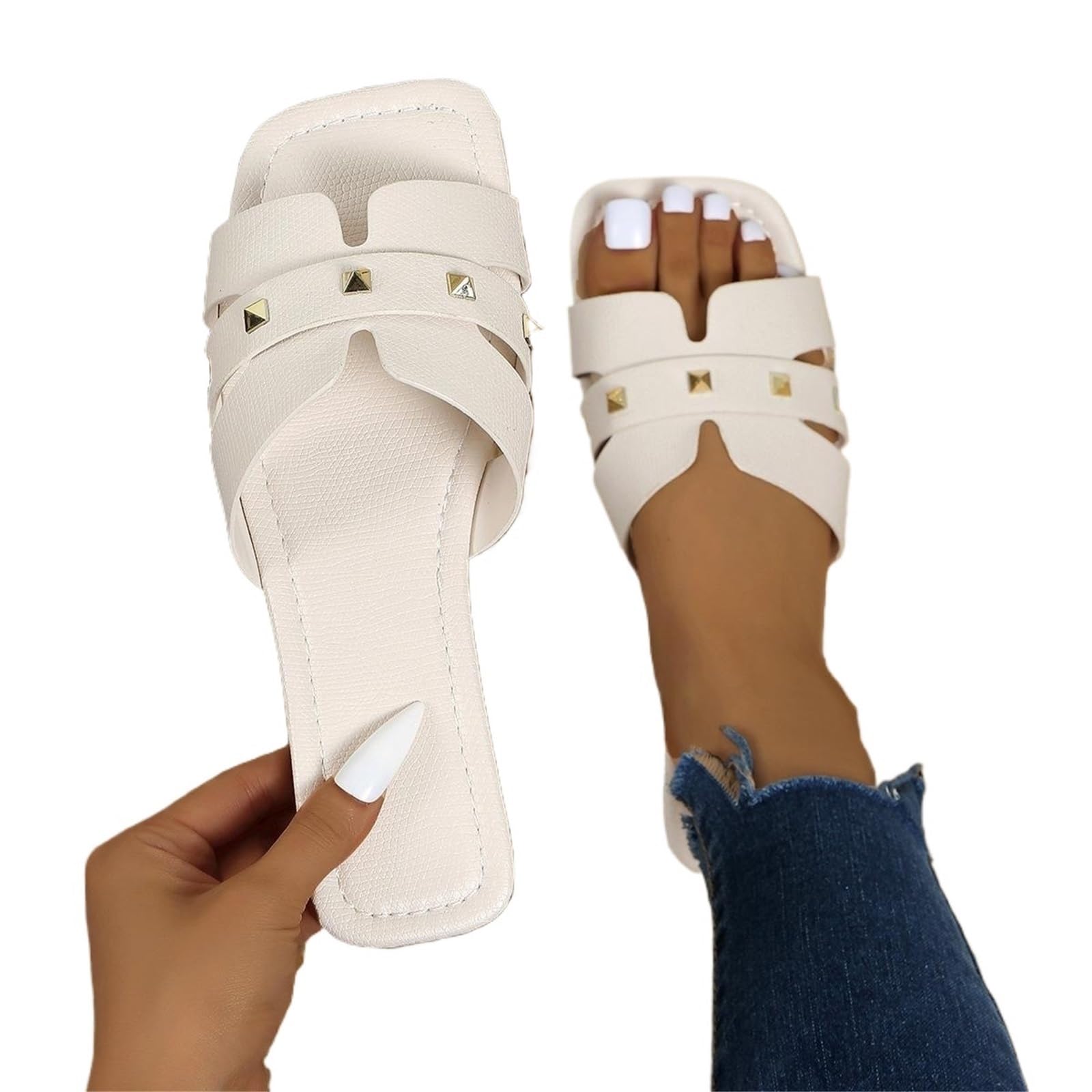 Ciabatte da Donna Ciabatte Antiscivolo da Donna, con Punta Aperta, da Esterno, da Donna per La Doccia(Beige,36)