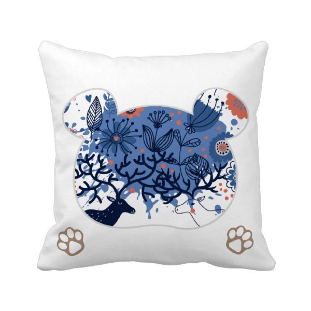 Housse de coussin couple d'élan et ours au design sauvage raffiné