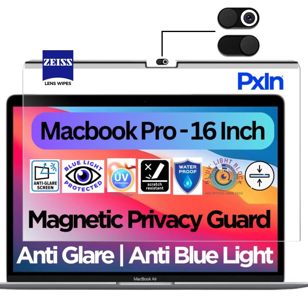 PxIn MacBook Pro 16 Inch Privacy Screen |‘No Eye Strain & Dry Eyes | Privacy Screen Protector for Laptop | Anti Blue with Matte Finish | 16 Inch MacBook Pro Privacy Protector (B09HMSKRZT) Amazon Price History, Amazon Price Tracker