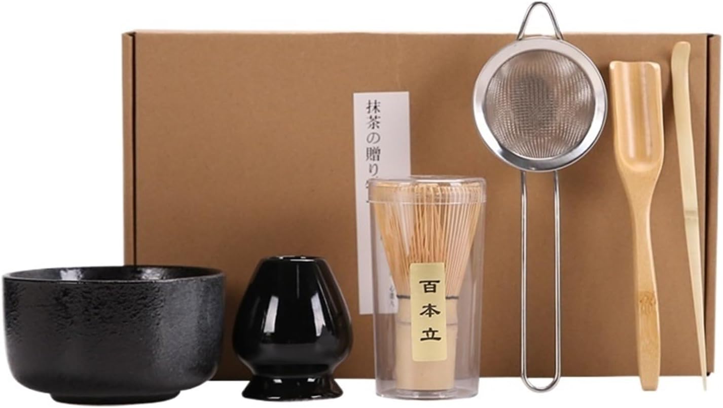 1/4/6 Pcs Bamboo Matcha Scoop and Holder Matcha Bowl with Strainer Matcha Ceremony Accessory(VIOLET/紫罗兰)
