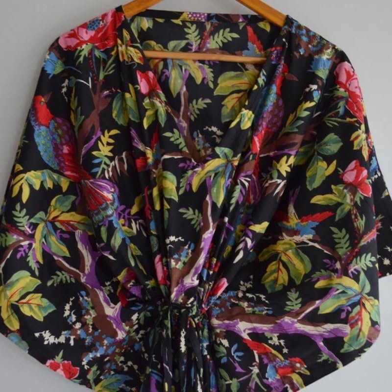 Flamingo Floral Print Kaftan,Long and Short Caftan,Dress for to be Moms,Beach Cover up,Sleepwear Kaftan Maxi, Bikini Cover Up2