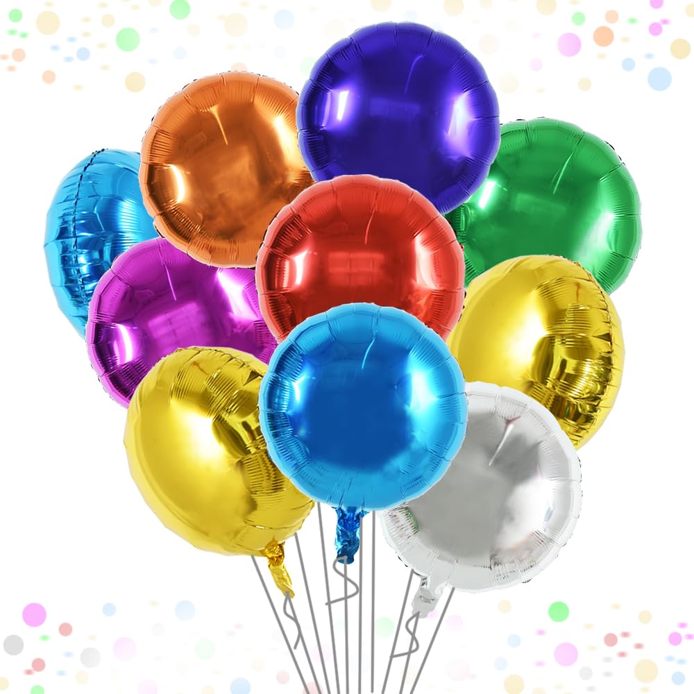 TONIFUL 30Pcs 18 Inch Large Colorful Round Shape Foil Balloons Big Colorful Circle Helium Mylar Ballons for Birthday Wedding Baby Shower Anniversary Engagement Party Decor Supplies